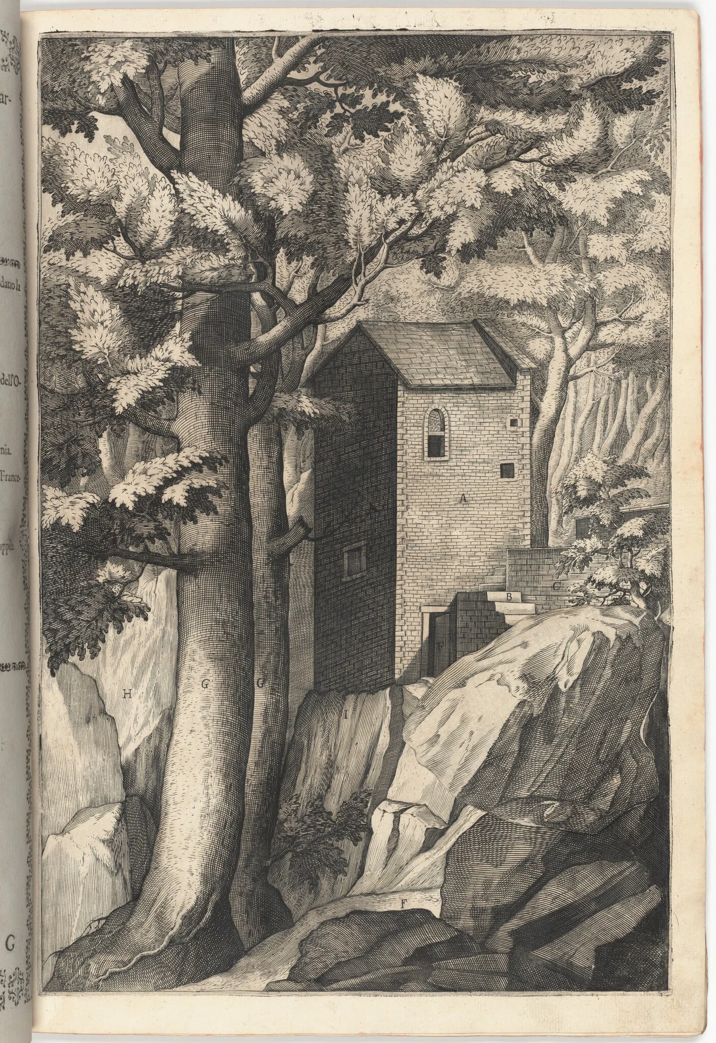 Exterior View of the Chapel of the Cardinal (Veduta esterna della cappella del cardinale) [plate G], by Jacopo Ligozzi, ink, 1612