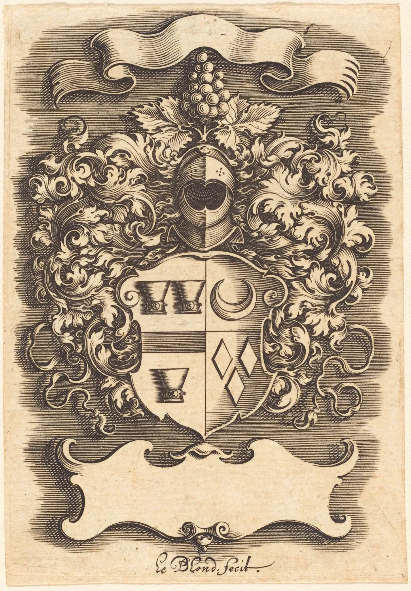 Crest, by Michel Le Blon, ink, 1622