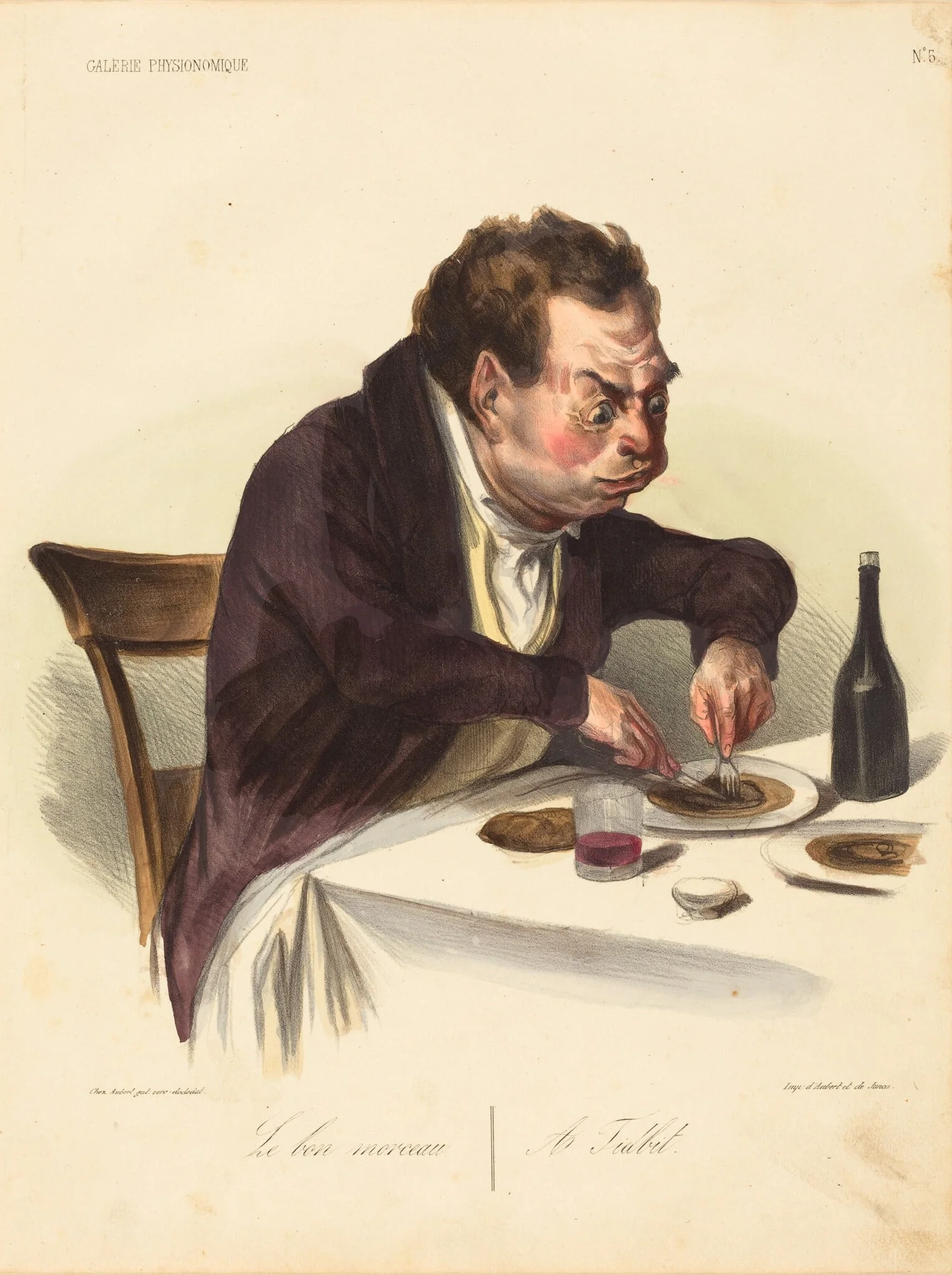 Le bon morceau, by Honoré Daumier, ink, 1836