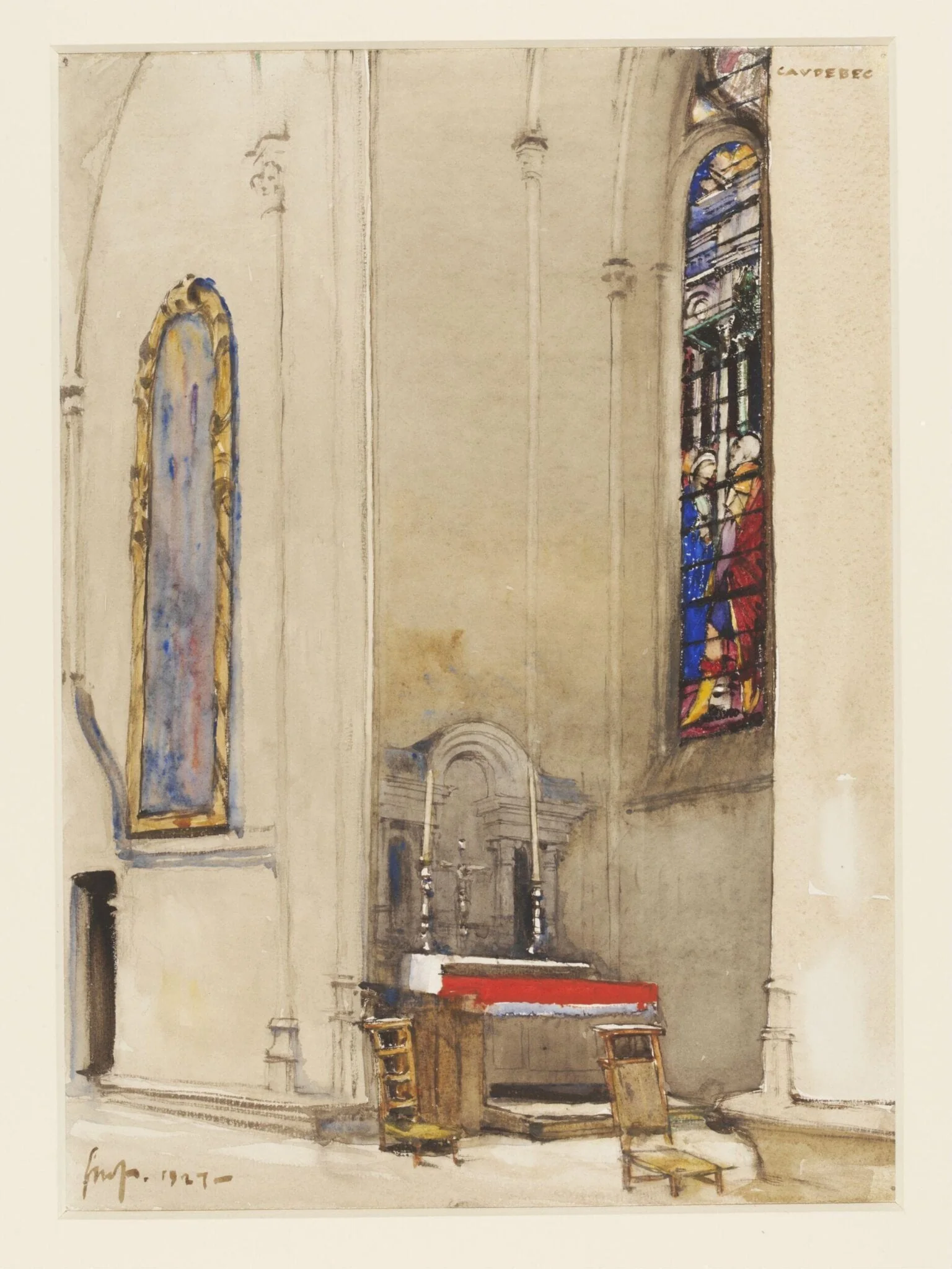 The Nun's Chapel, Caudebec, by Gordon Mitchell Forsyth, watercolor, 1927