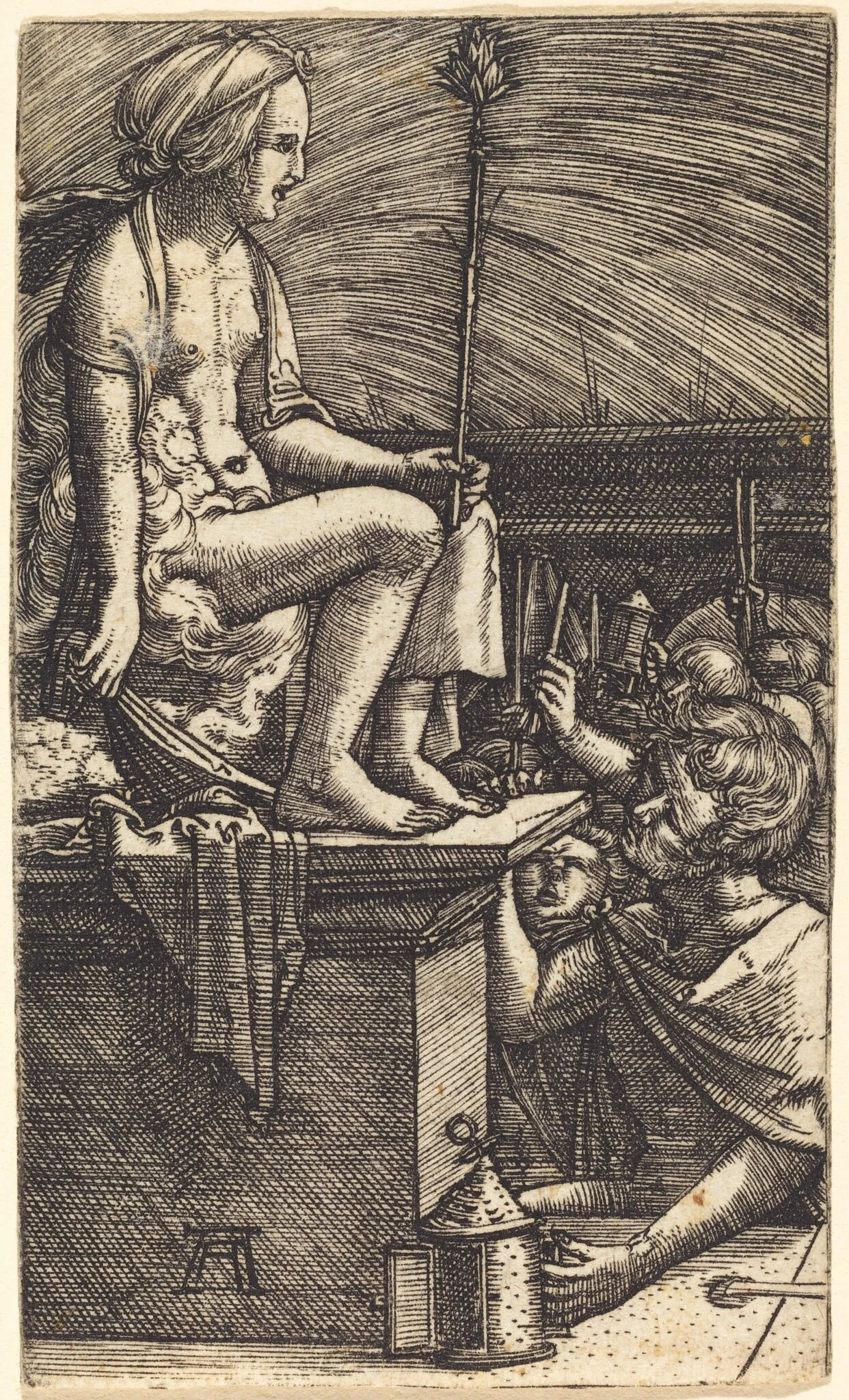 The Revenge of the Sorcerer Virgil, by Albrecht Altdorfer, ink, 1523