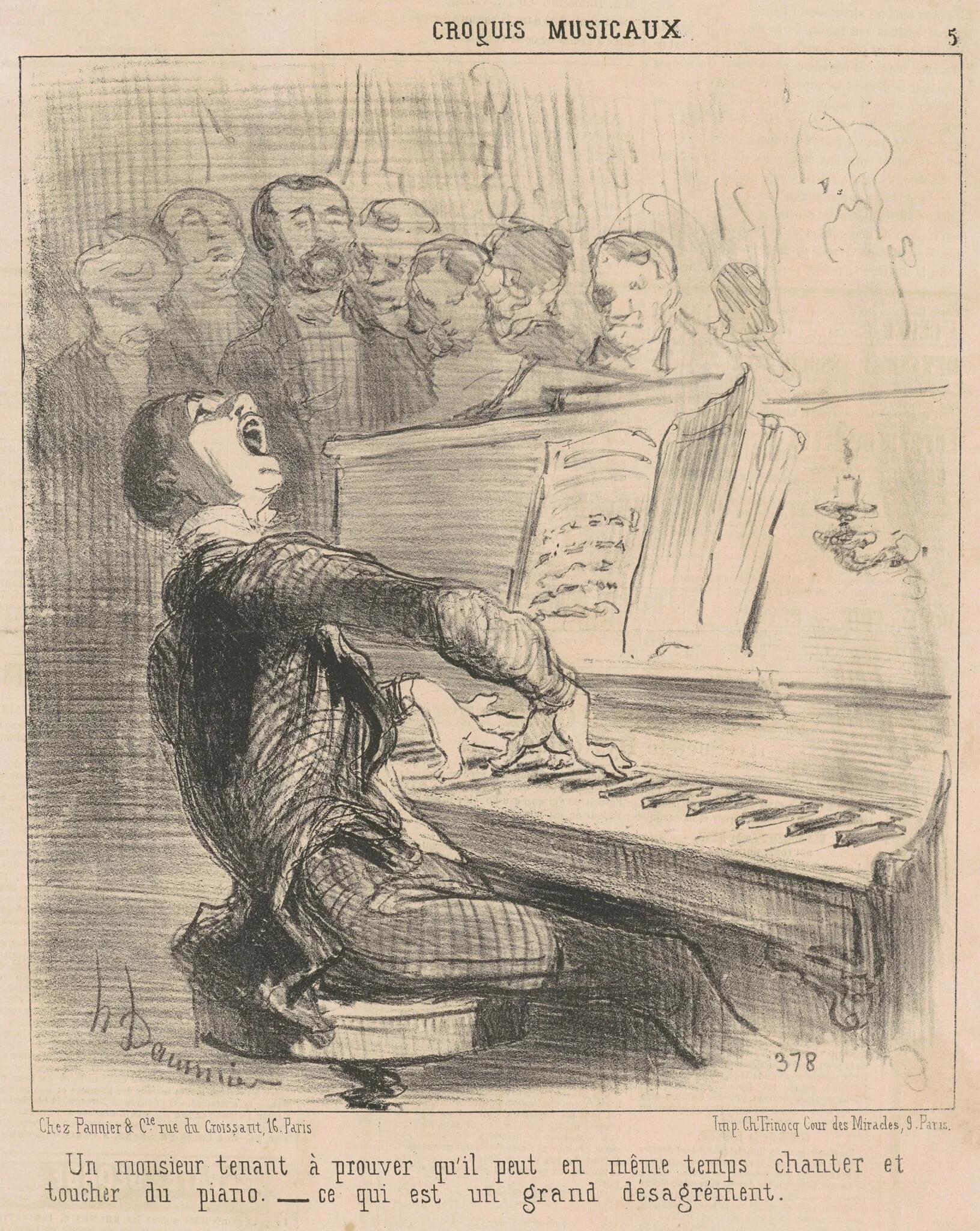 Un monsieur tenant a prouver qu'il peut ..., by Honoré Daumier, ink, 1852