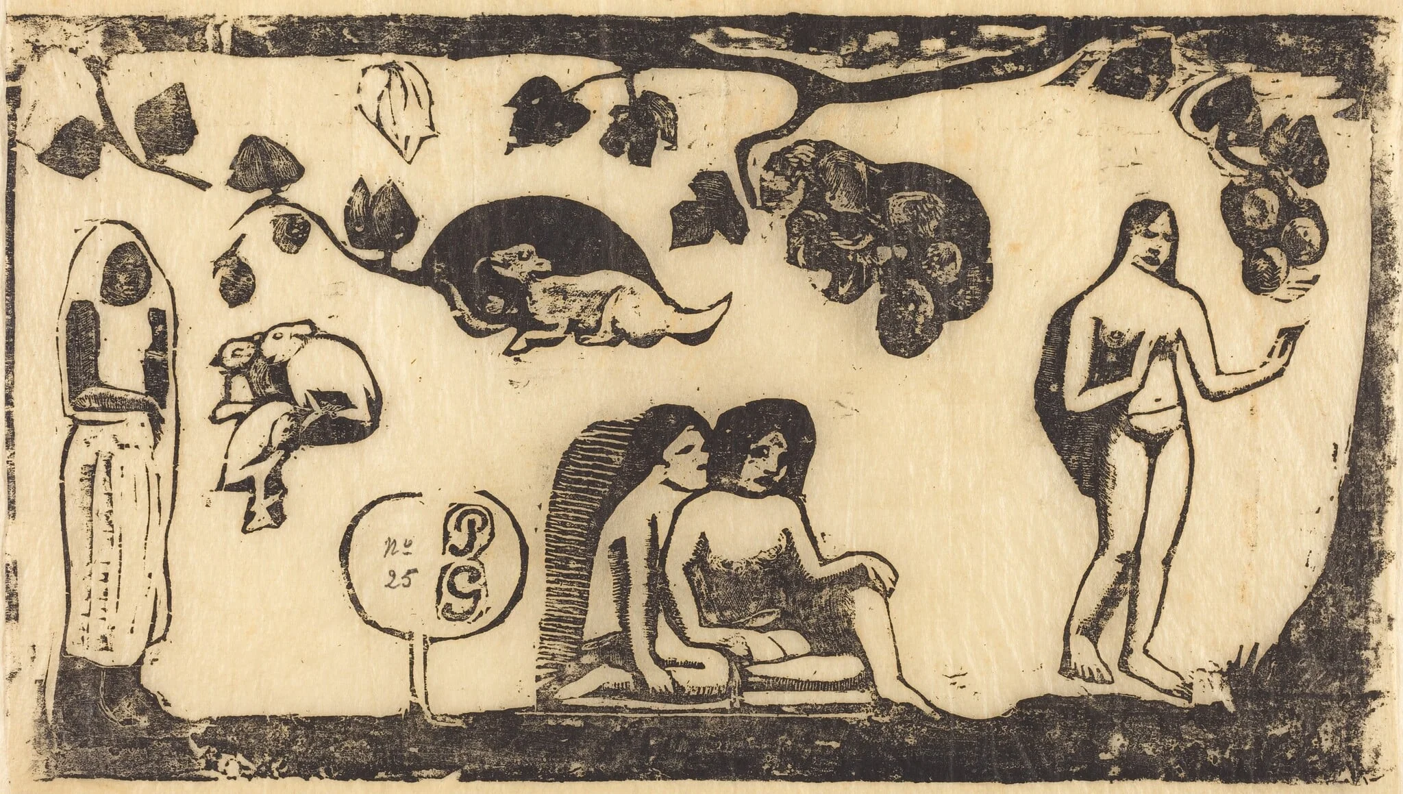 Women, Animals and Foliage (Femmes, animaux et feuillages), by Paul Gauguin, ink, 1895