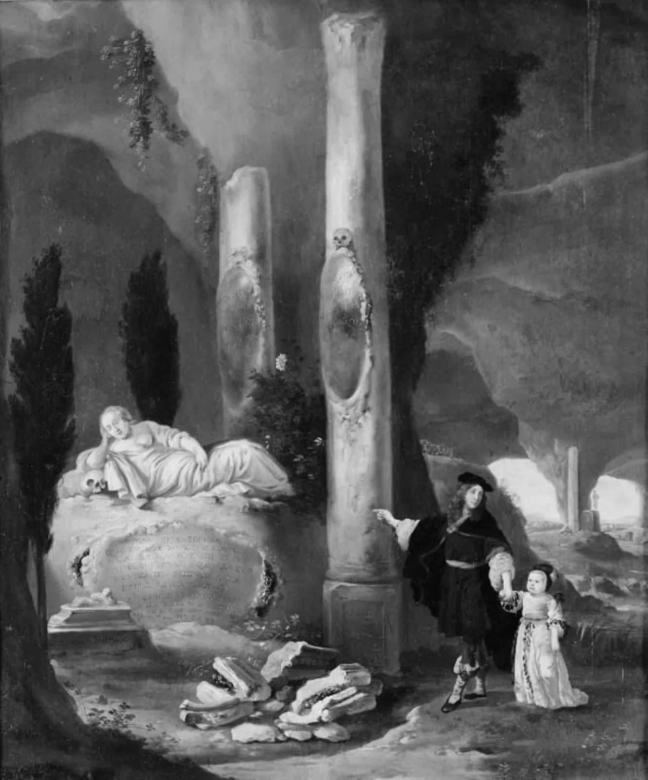 Fantastic Tomb in a Cave, by Unknown, 1655