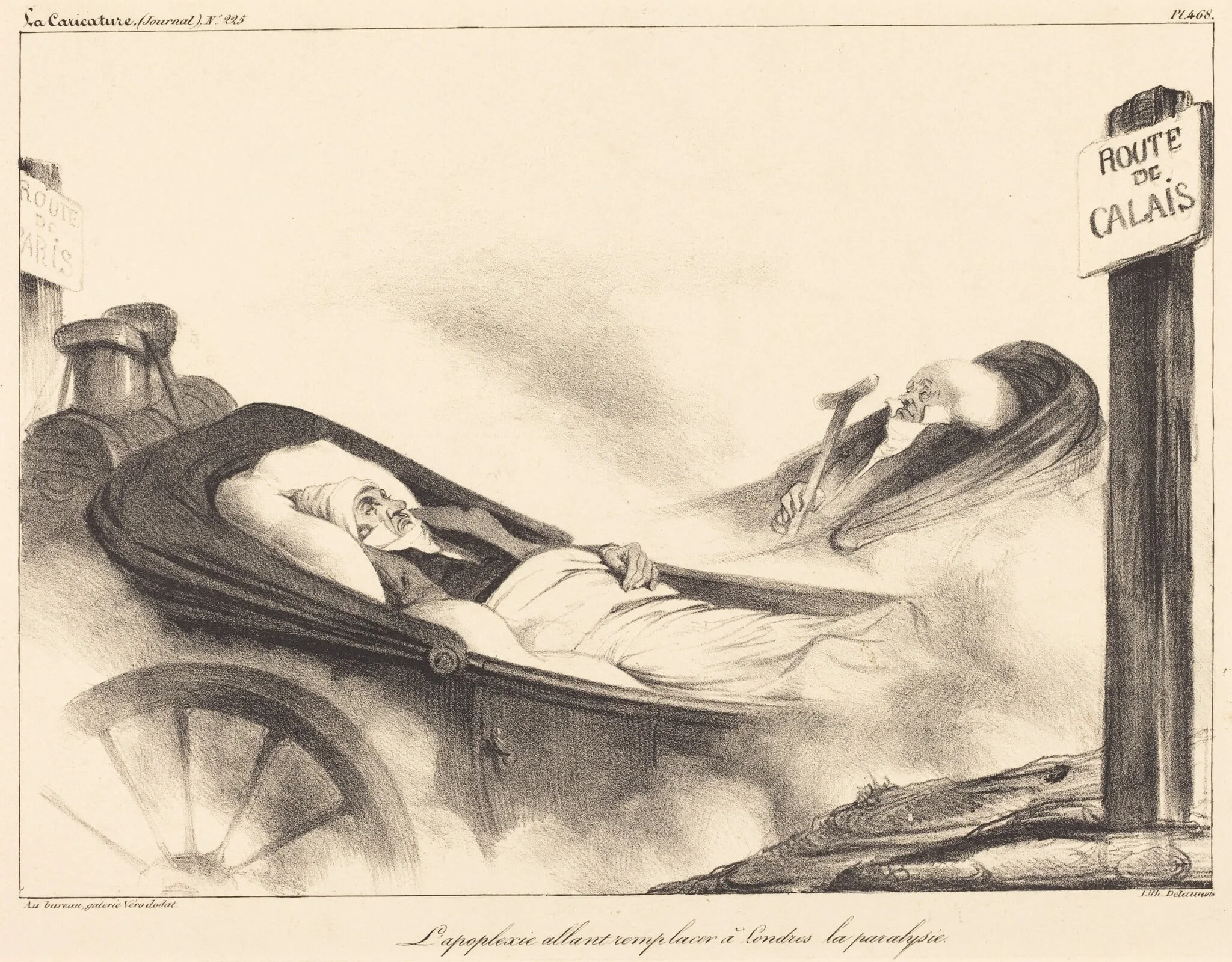 L'Apoplexie allant remplacer a Londres la paralysie, by Honoré Daumier, ink, 1835