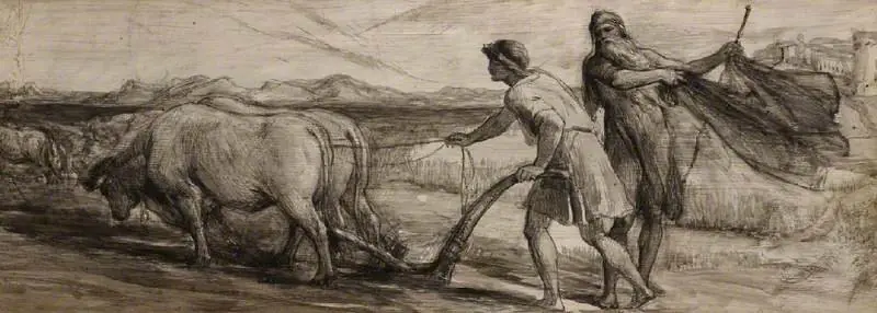 Ploughing: Study for 'The Mantle of Elijah'