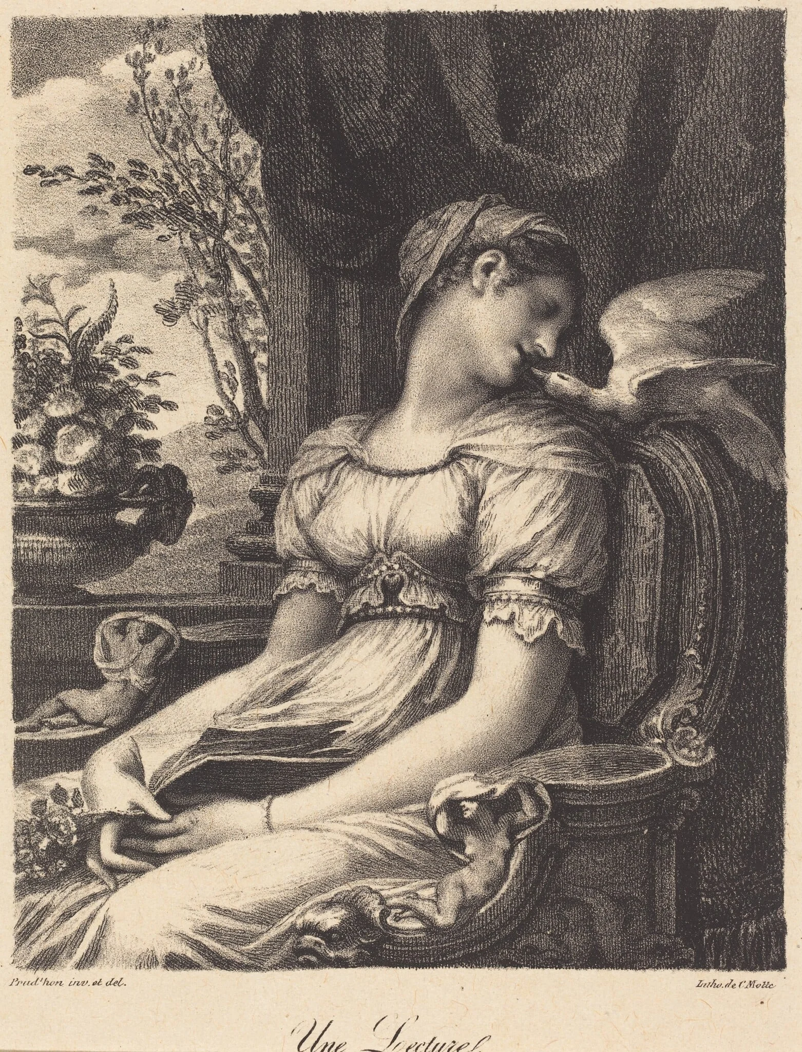 Une Lecture (A Lecture), by Pierre Paul Prud'hon, ink, 1822