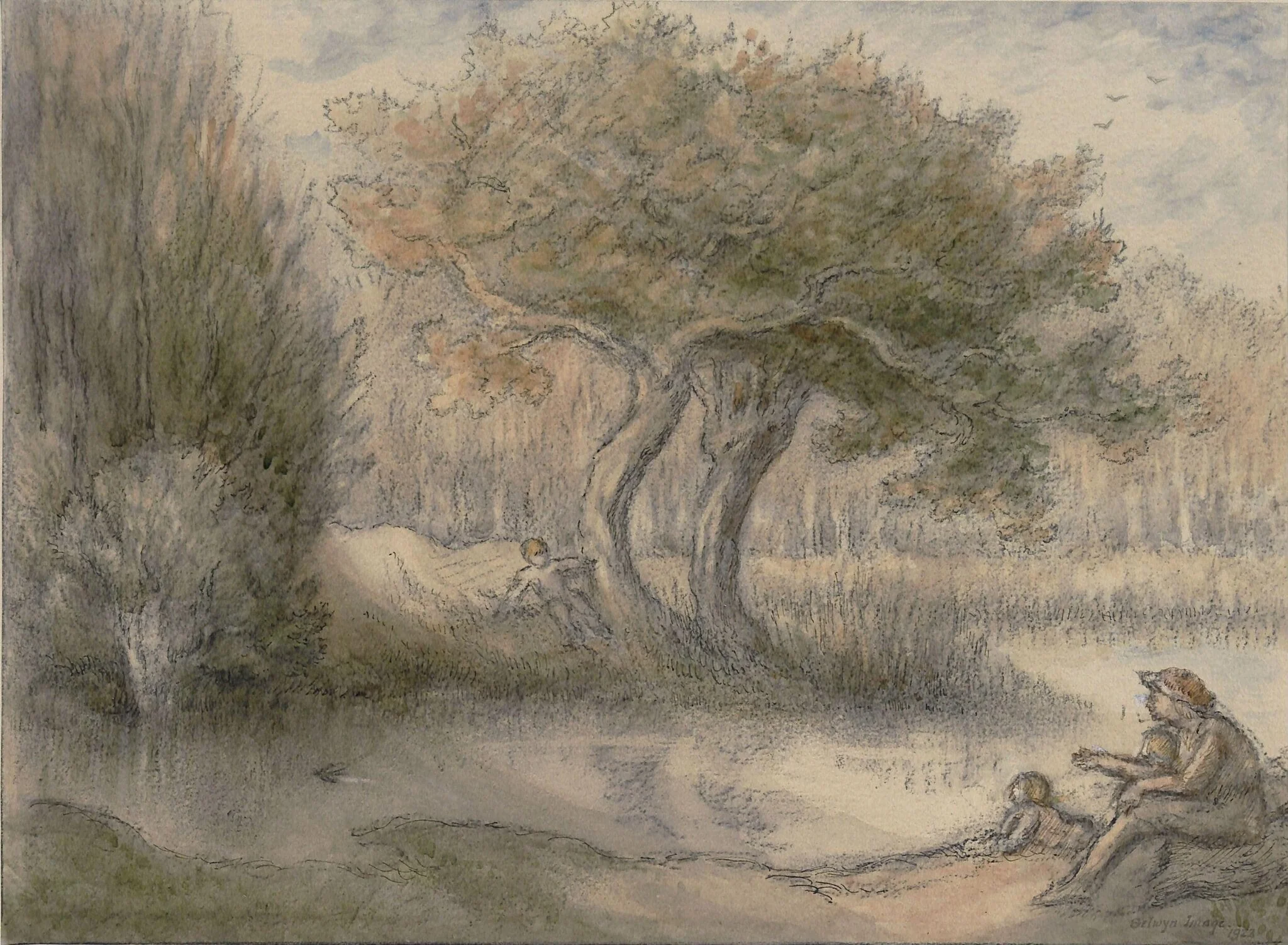 Boys Bathing, by Selwyn Image, watercolor, 1922