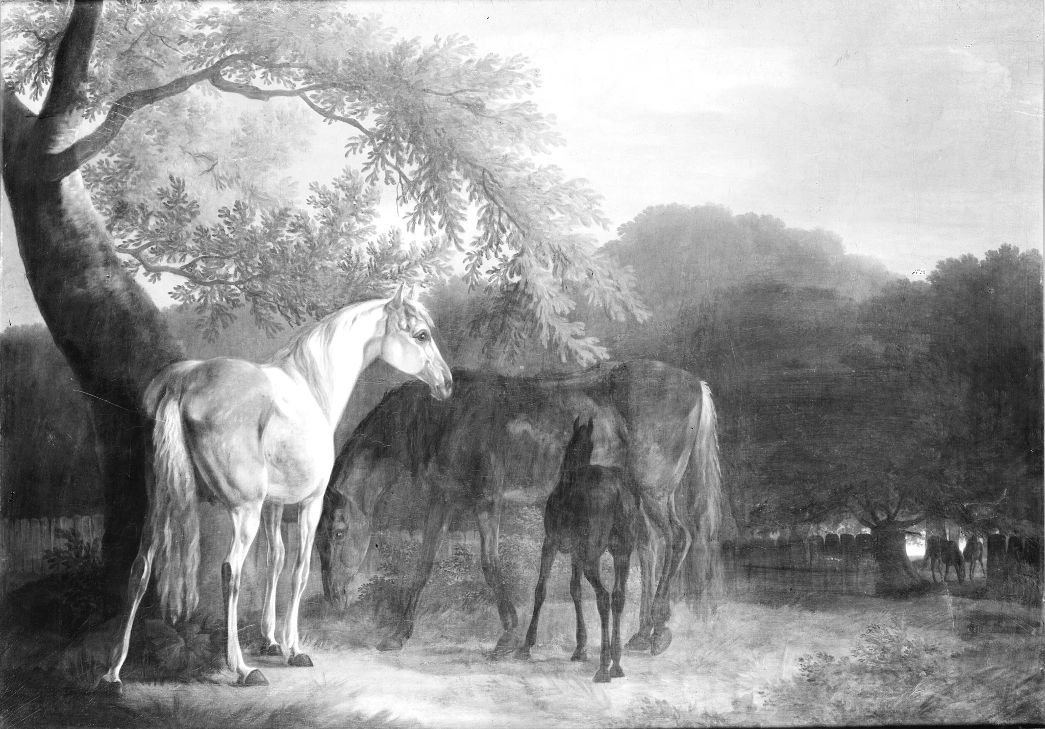 Heste i skovegn, by Christian David Gebauer, oil, 1820