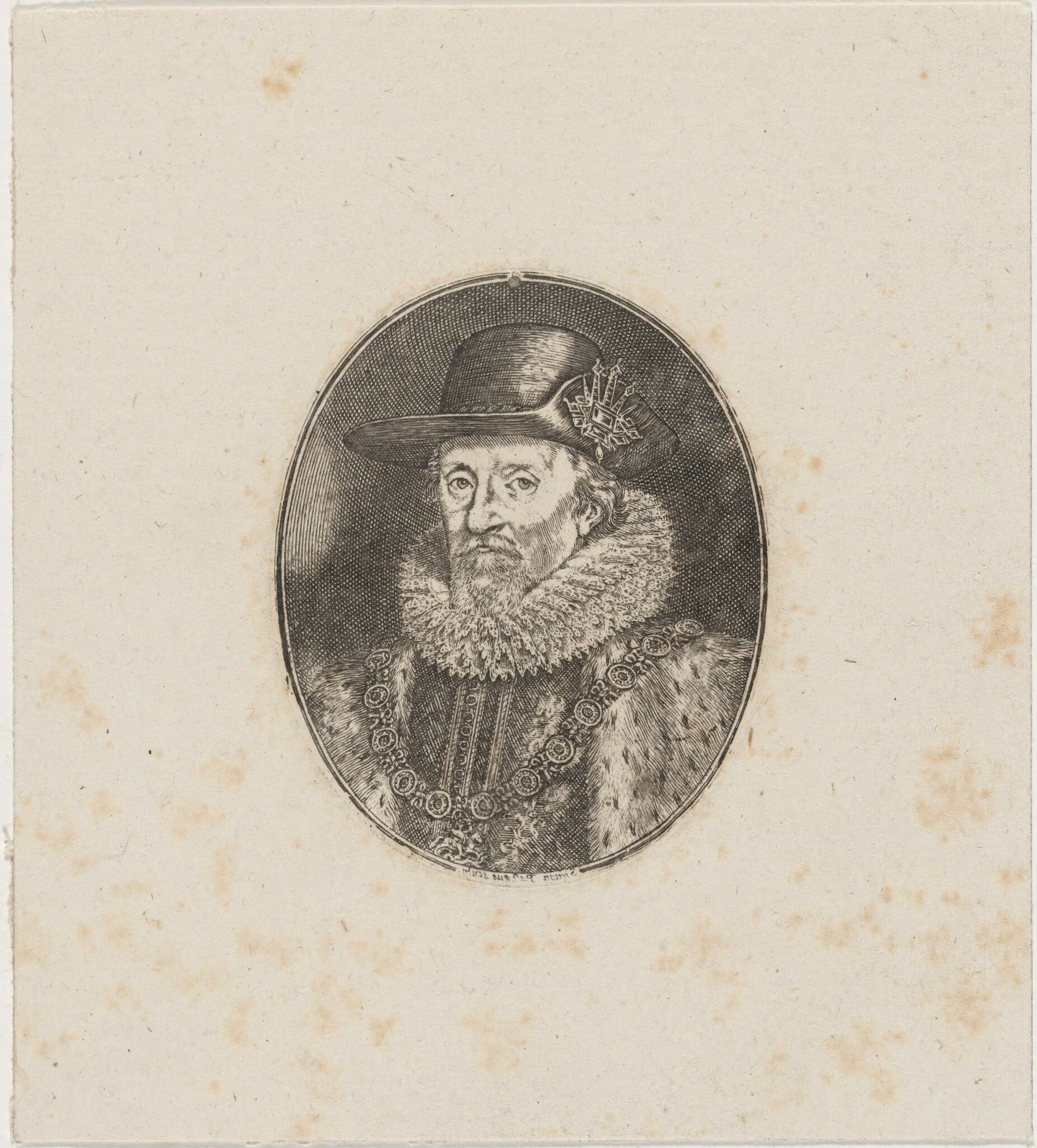 James I, King of England, by Simon van de Passe, ink, 1621