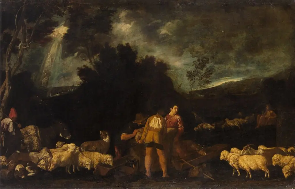 Jacob at the Well (In the background: Jakob's dream of the heavenly ladder)
