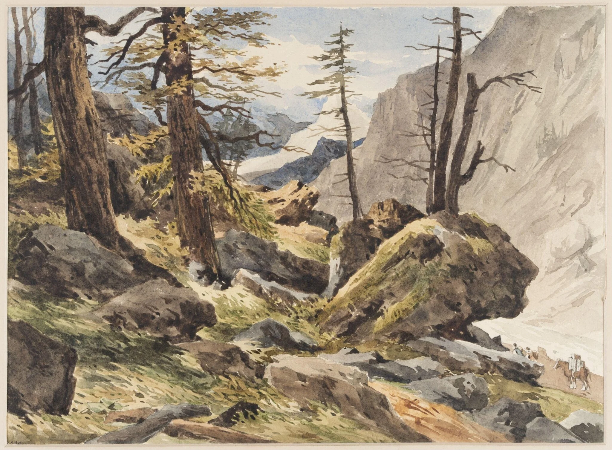 Road leading to  Zermatt, Switzerland, by Charles Claude Pyne, watercolor, 1822
