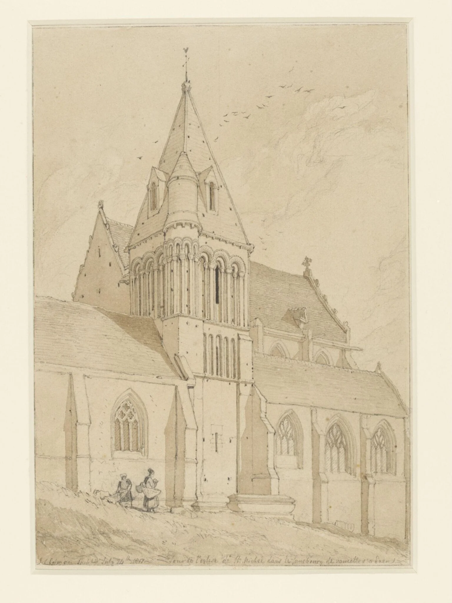 Church of St Michel, Vaucelles, near Bayeux, by John Sell Cotman, watercolor, 1817
