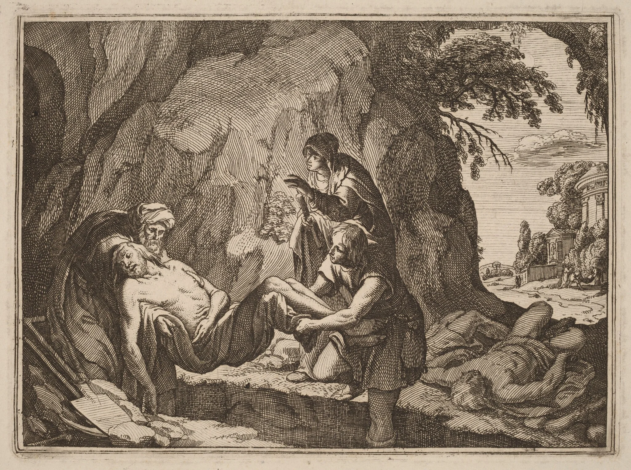 Burying the Dead, by Conrad Meyer, ink, 1654