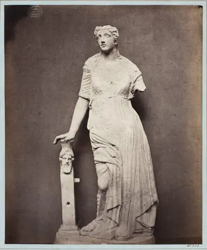 Venus leaning on a bearded Herma statuette in terra cotta
