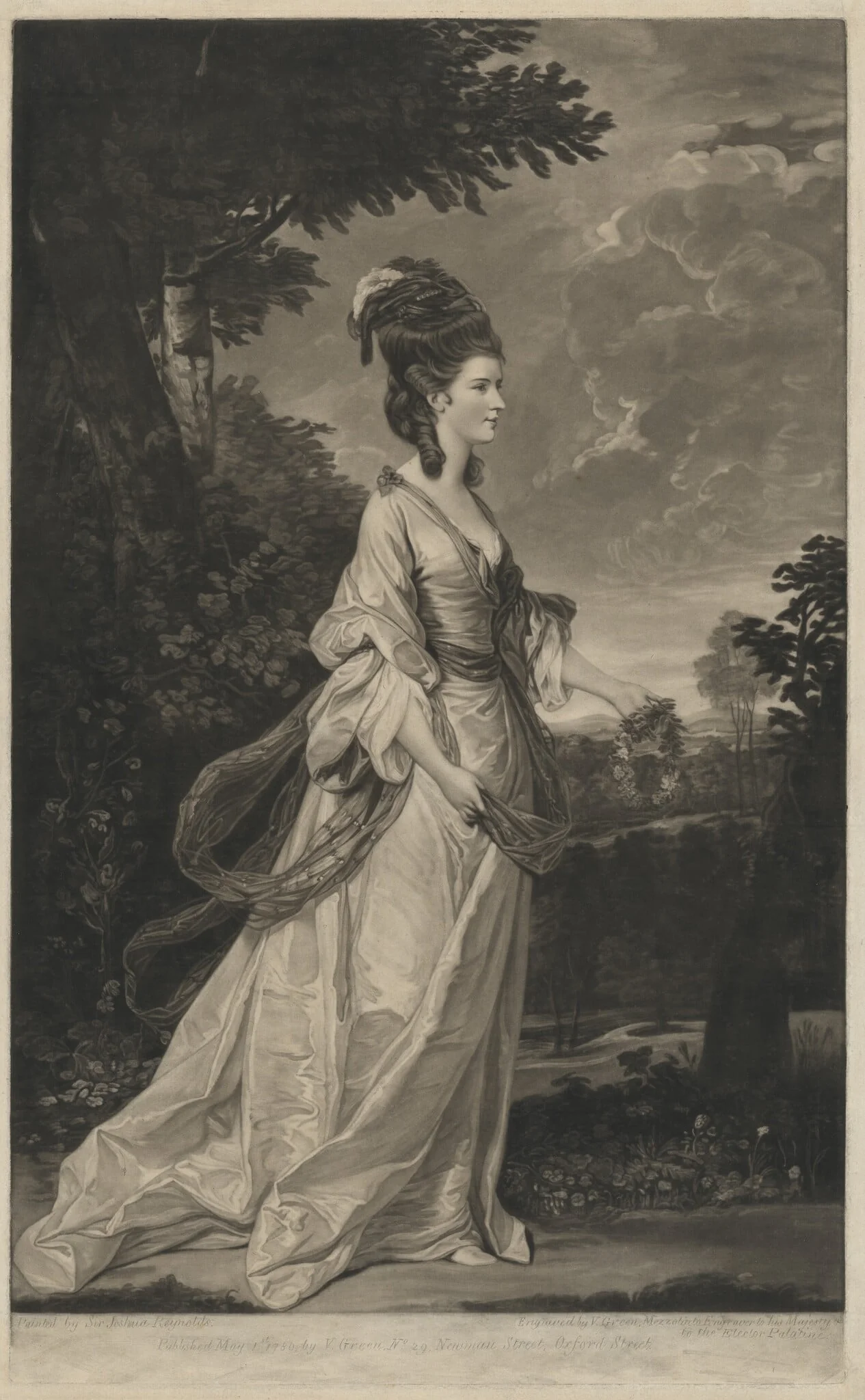 Jane (Fleming), Countess of Harrington, by Valentine Green, ink, 1780