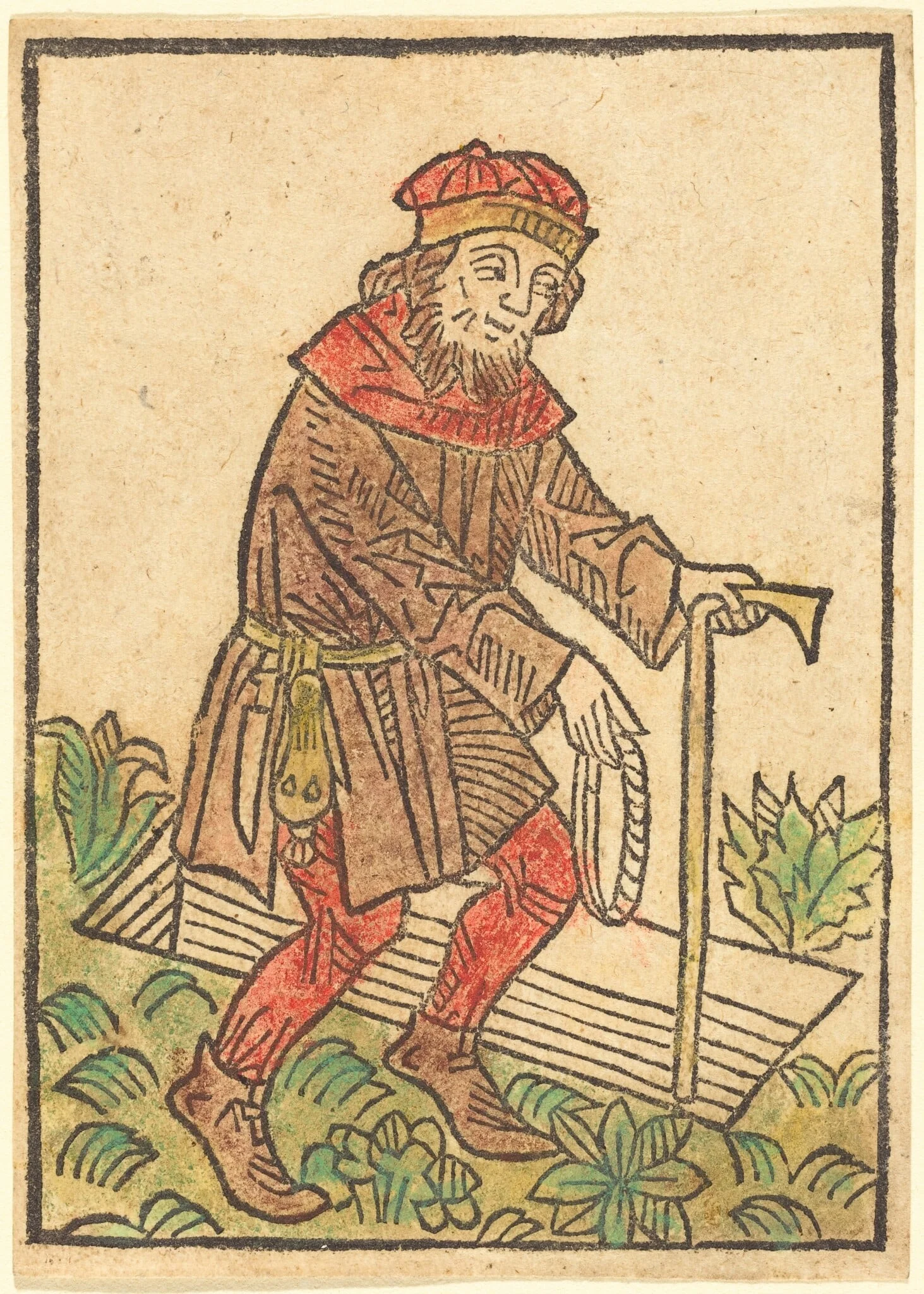 Man Walking Towards a Grave, by German 15th Century, ink, 1495