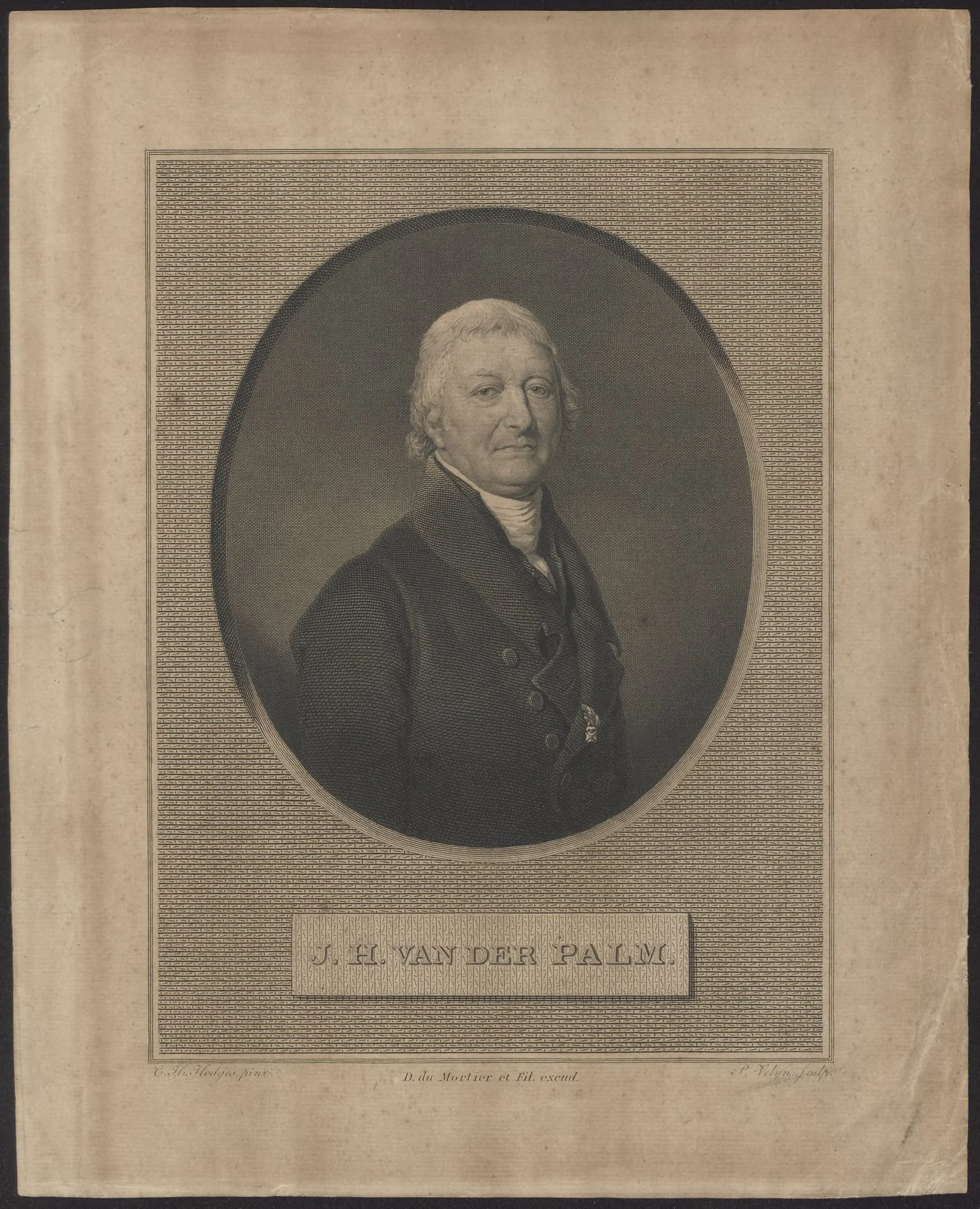 Portrait of J.H. van der Palm, by Philippus, Velijn, unspecified, 1850