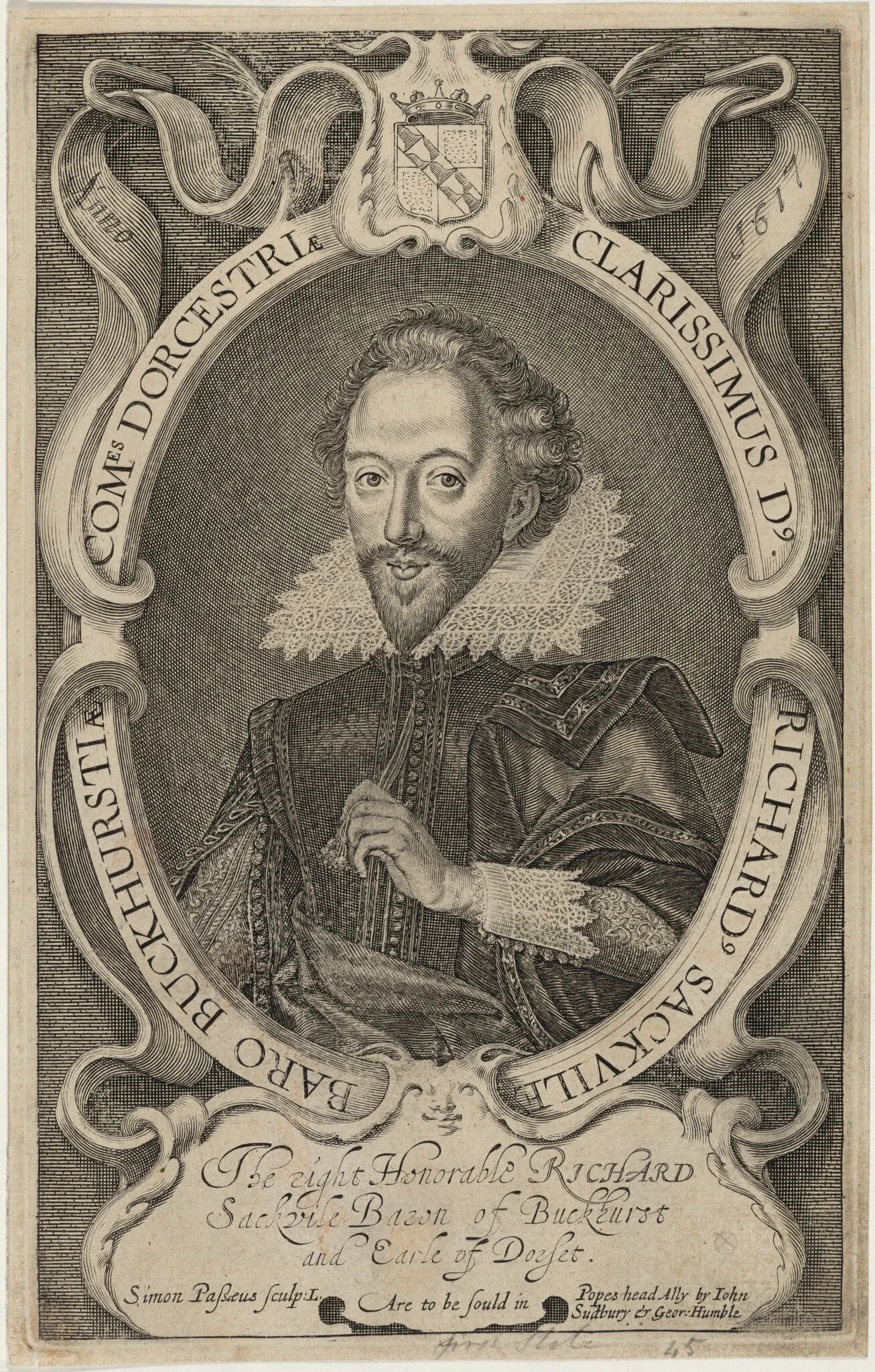 Richard Sackville, Third Earl of Dorset, by Simon van de Passe, ink, 1621