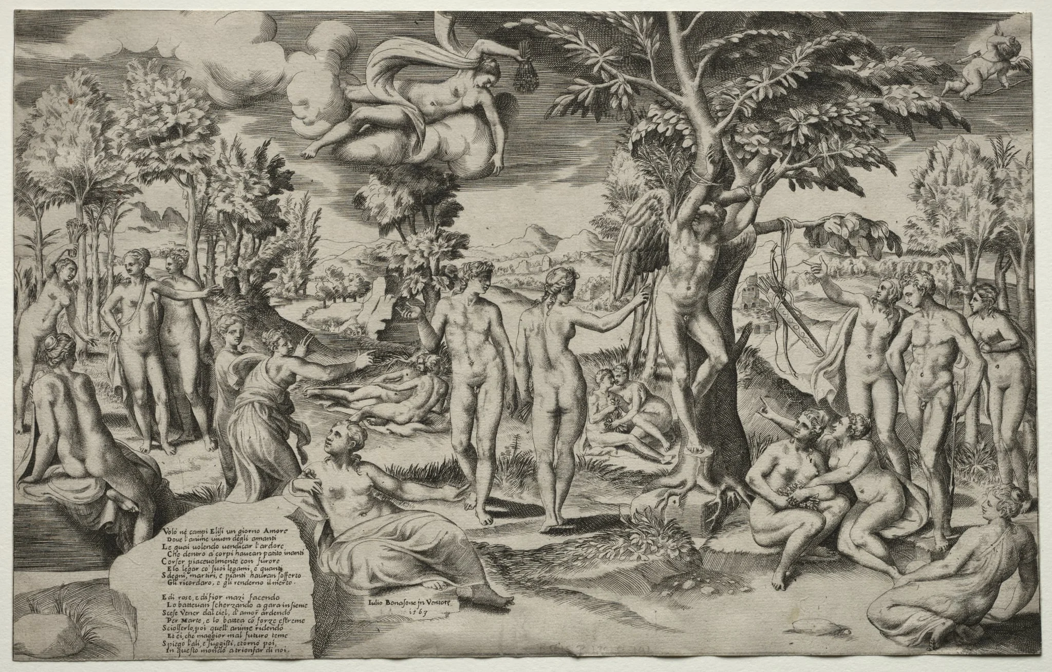 Love in the Elysian Fields, by Giulio Bonasone, 1563