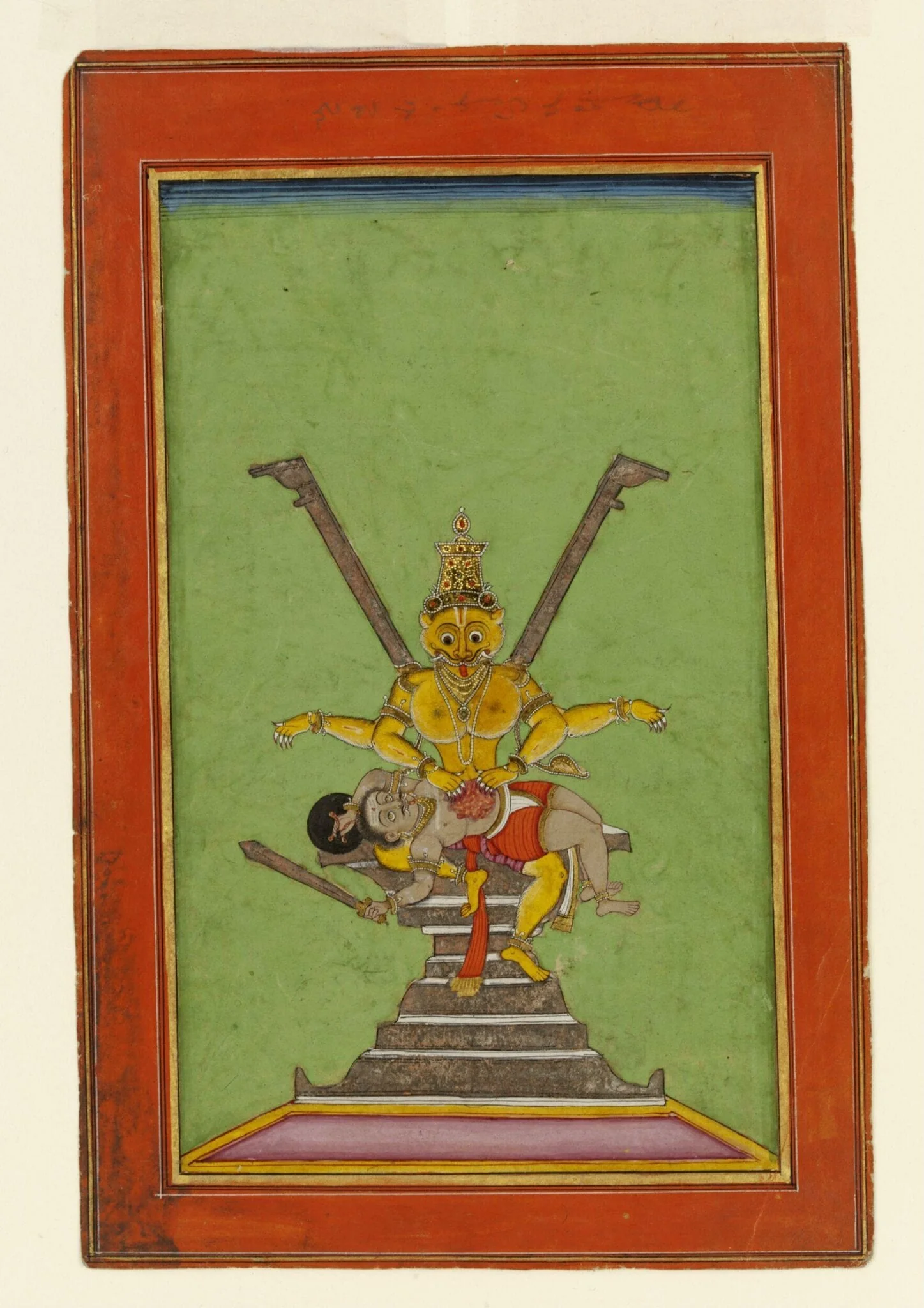 Narasinha, the fourth avatar of Vishnu, by Unknown, paint, 1780