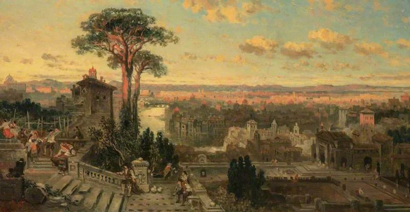 A Study for 'Rome: Sunset from the Convent of Sant' Onofrio on the Janiculum', by David Roberts, oil, 1856