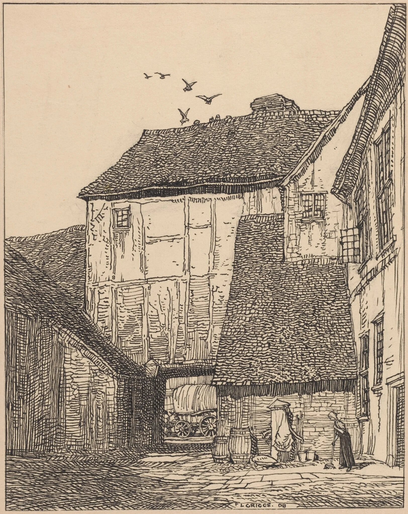 The George Inn, Beaconsfield, by F. L. Griggs, ink, 1908