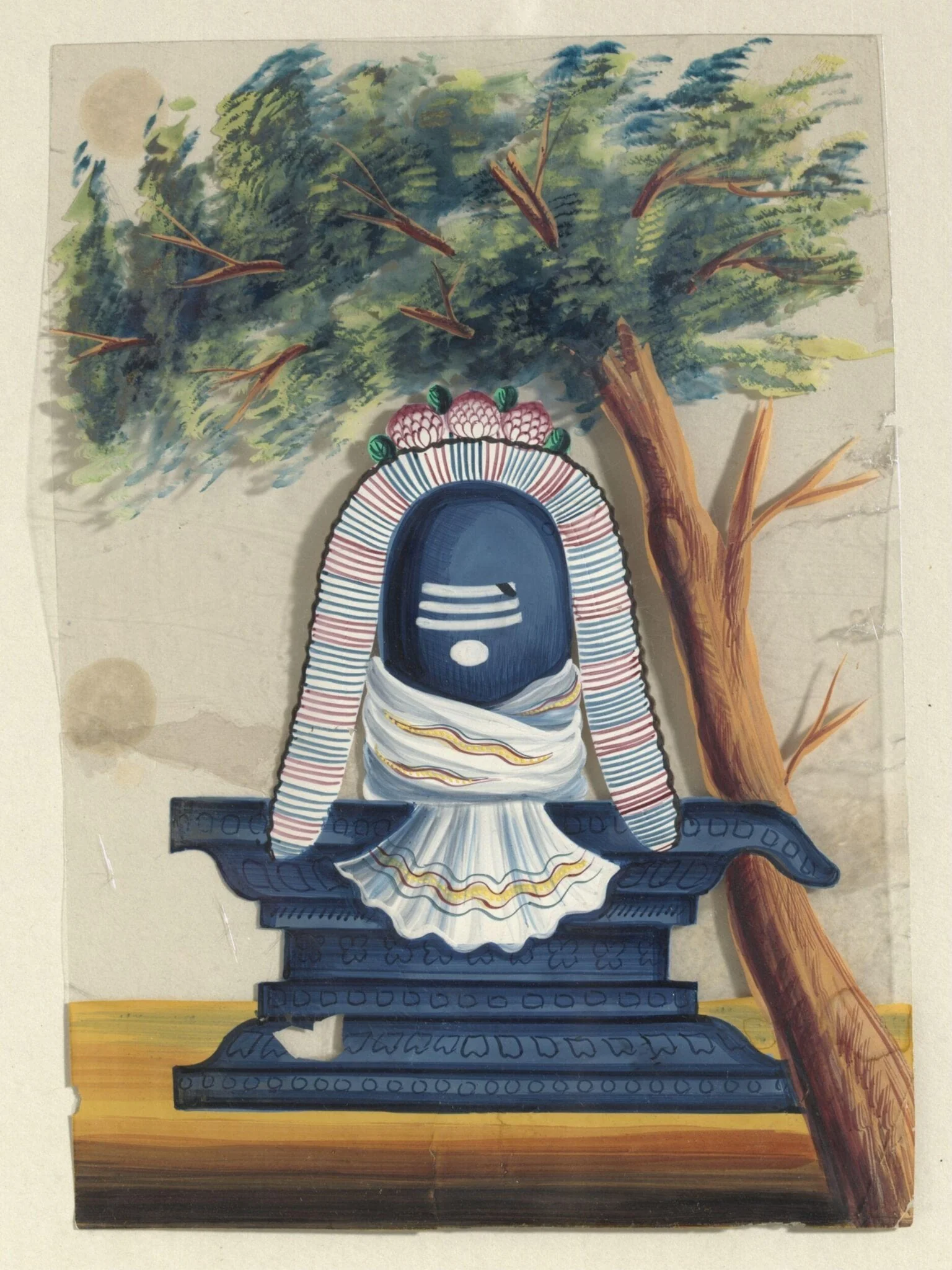 One of three paintings of Hindu deities., by Unknown, paint, 1850
