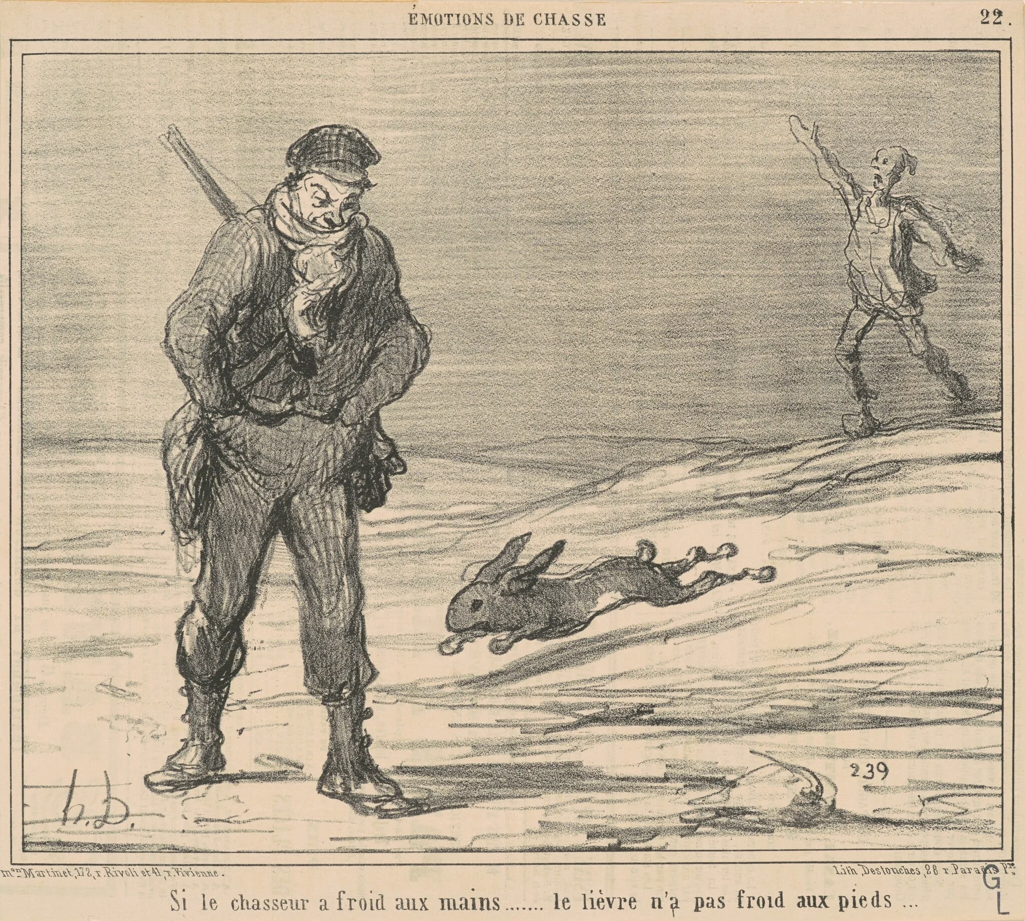 Si le chasseur a froiD ... le lièvre n'a pas froid ..., by Honoré Daumier, ink, 1858