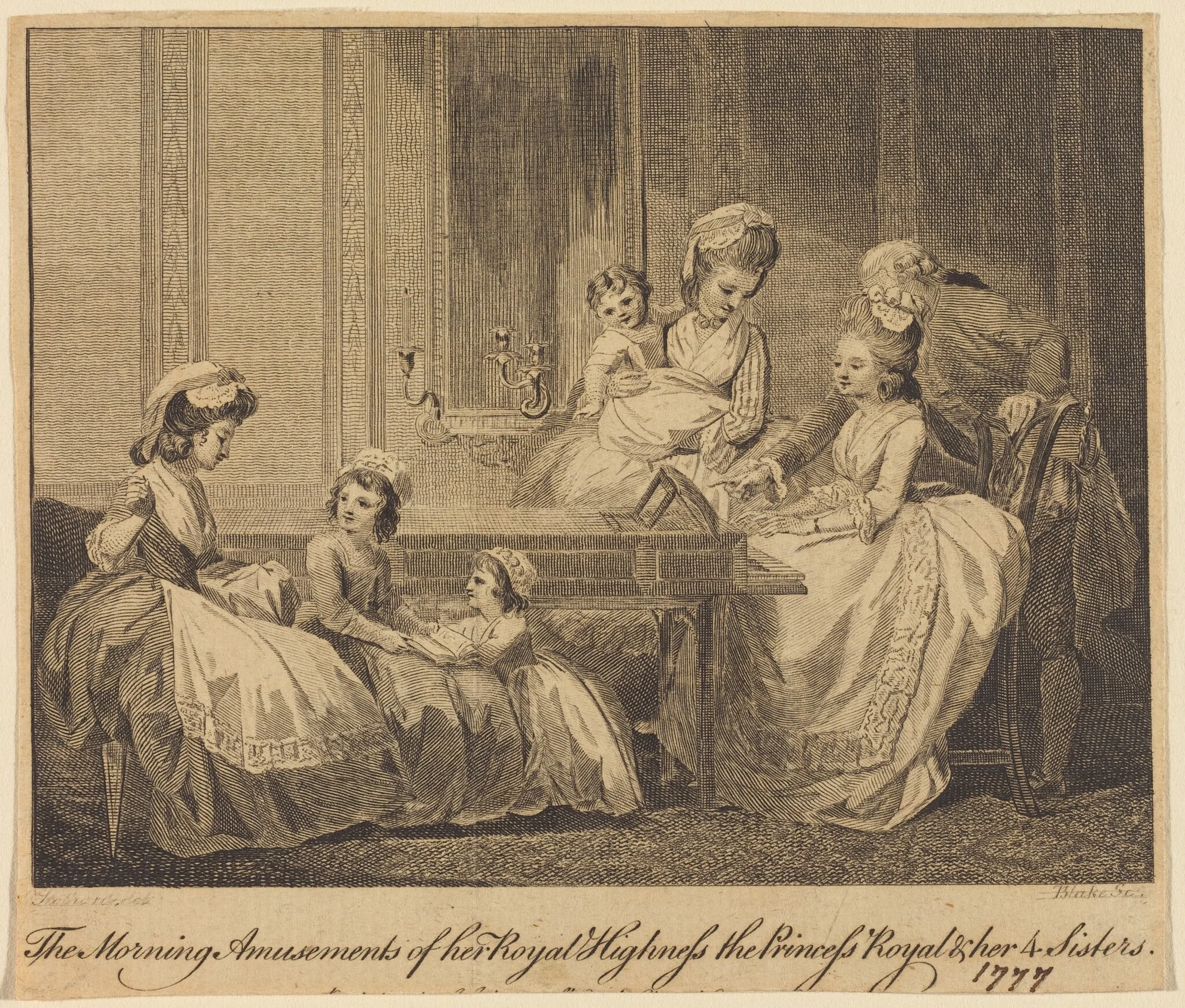 The Morning Amusements of her Royal Highness, by William Blake, ink, 1782