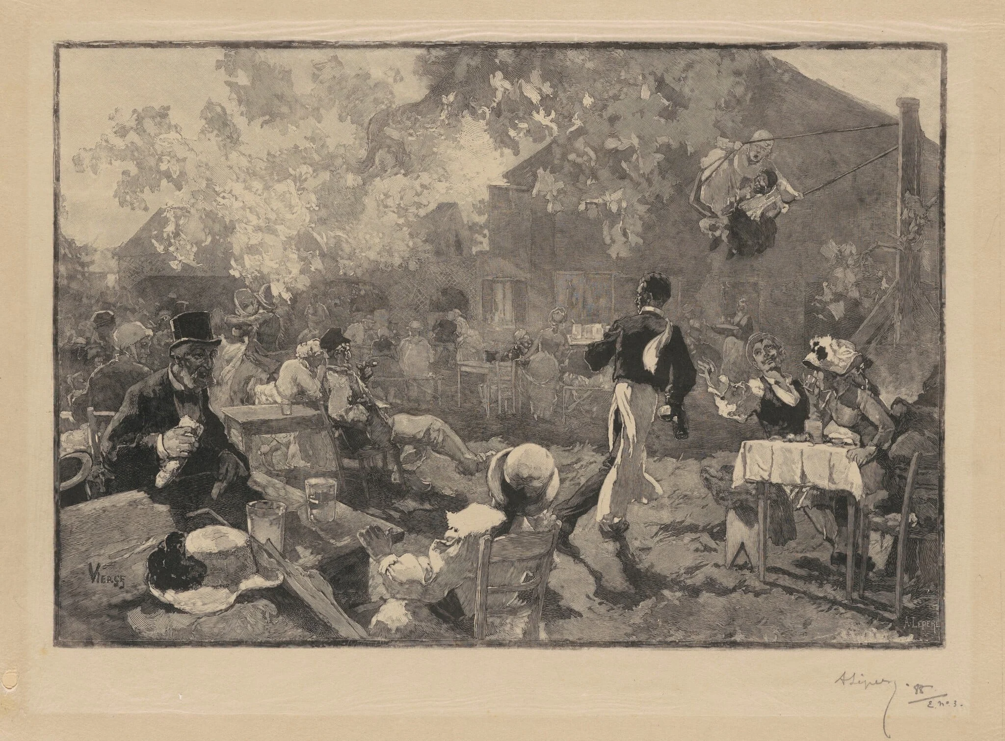 Au coq du brûyeres, by Auguste Lepère, ink, 1888