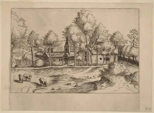Country Village with Church