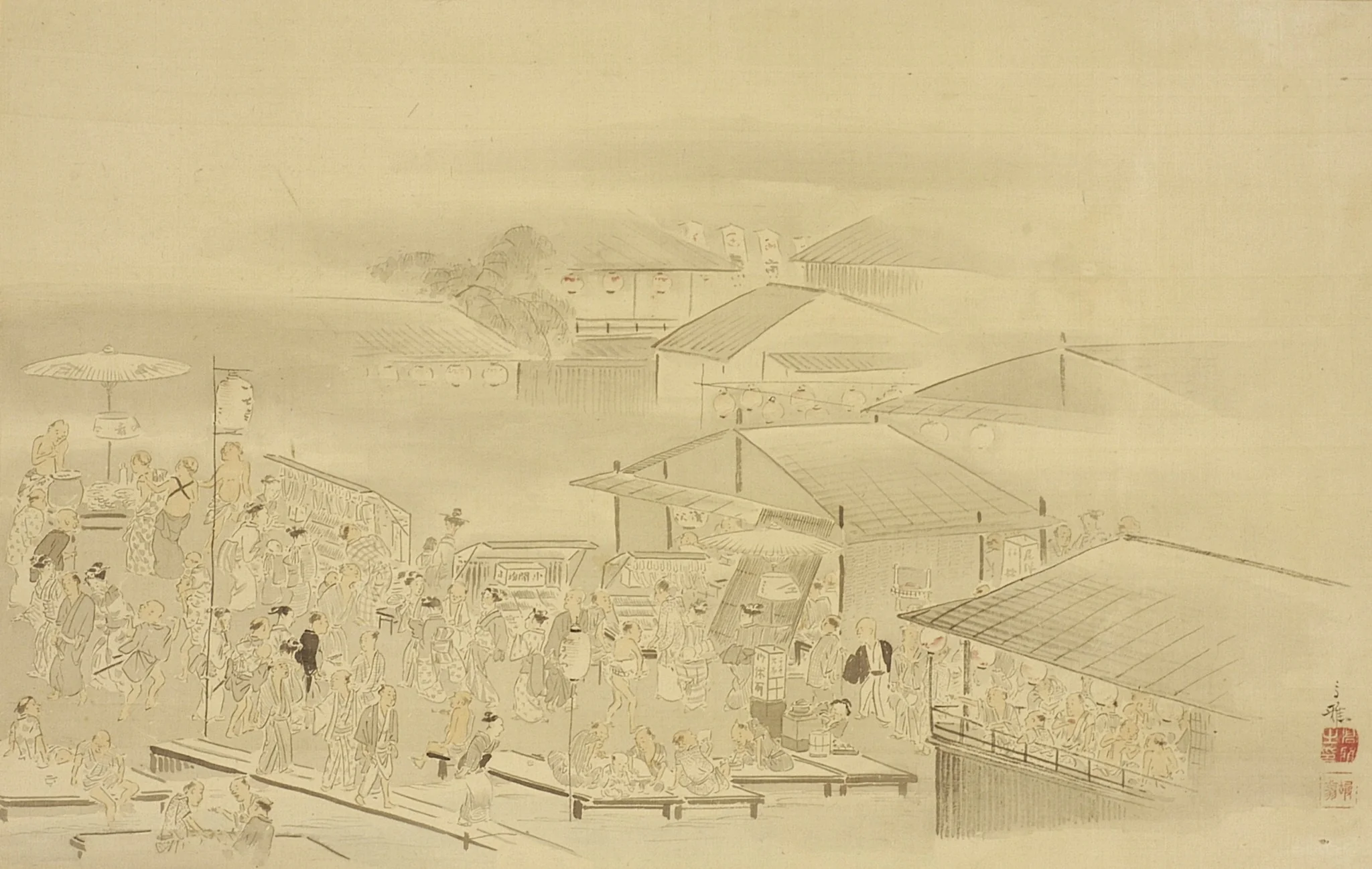 A Summer Evening by the River, by Unknown, unspecified, 1750