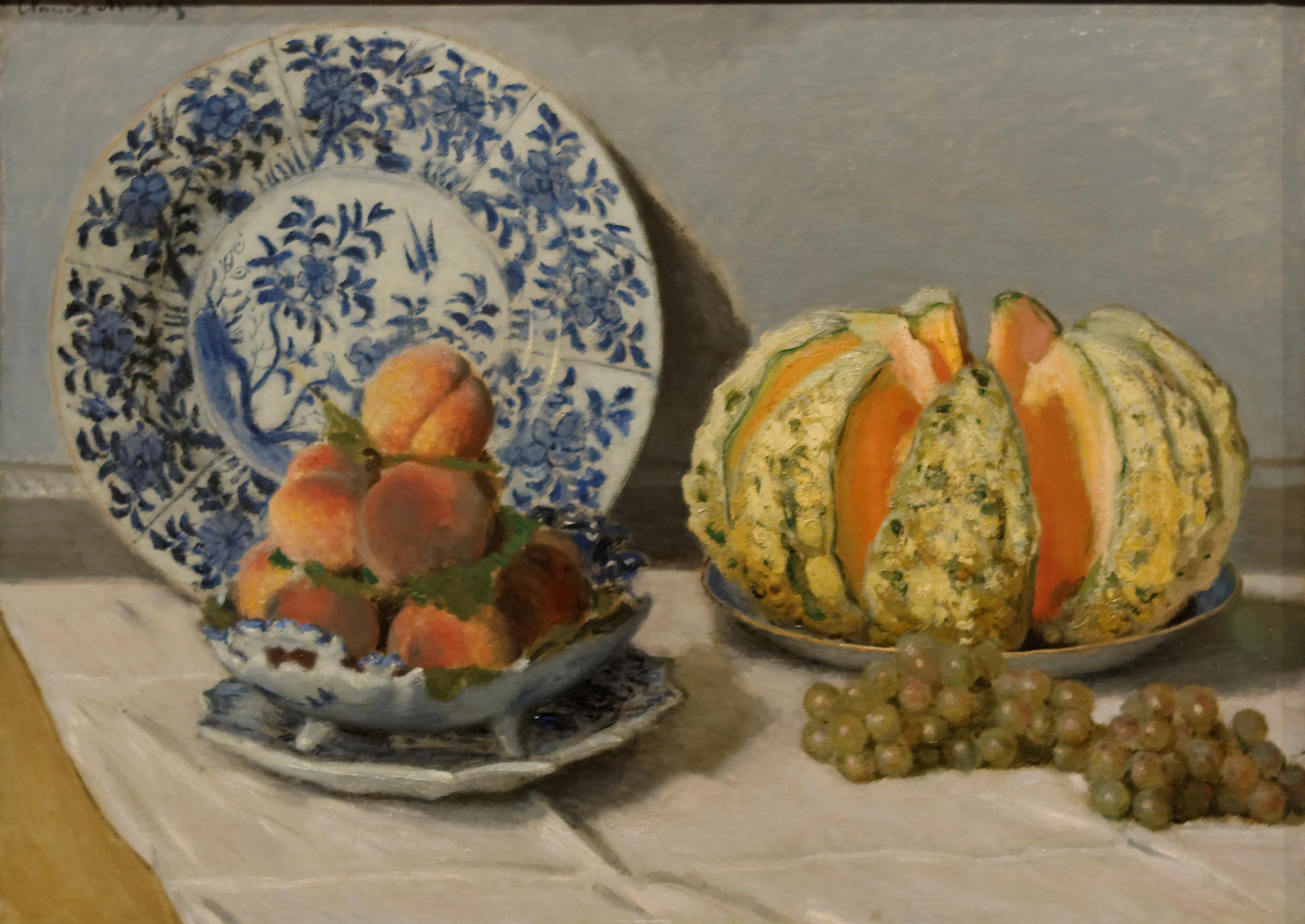 Still Life with Melon, by Claude Monet, oil, 1872