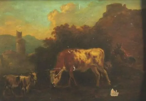 Vaca și capra la pârâu
