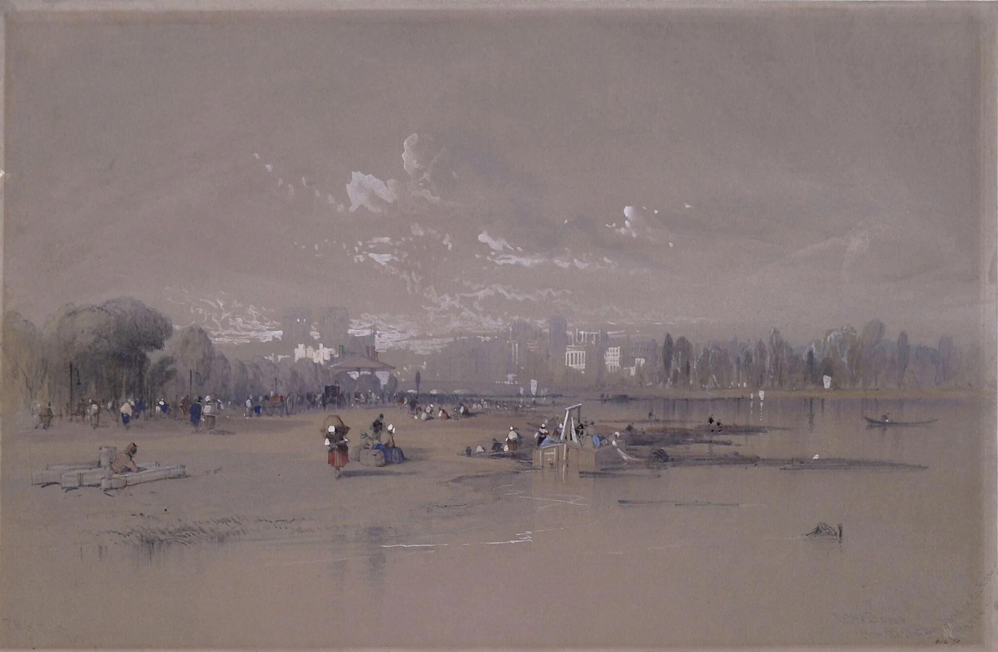 Notre Dame from the Pont du Jardin du Roi, Paris, by Jonathan Richardson, watercolor, 1837