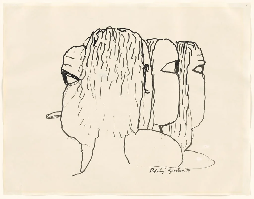 Untitled, by Philip Guston, ink, 1974