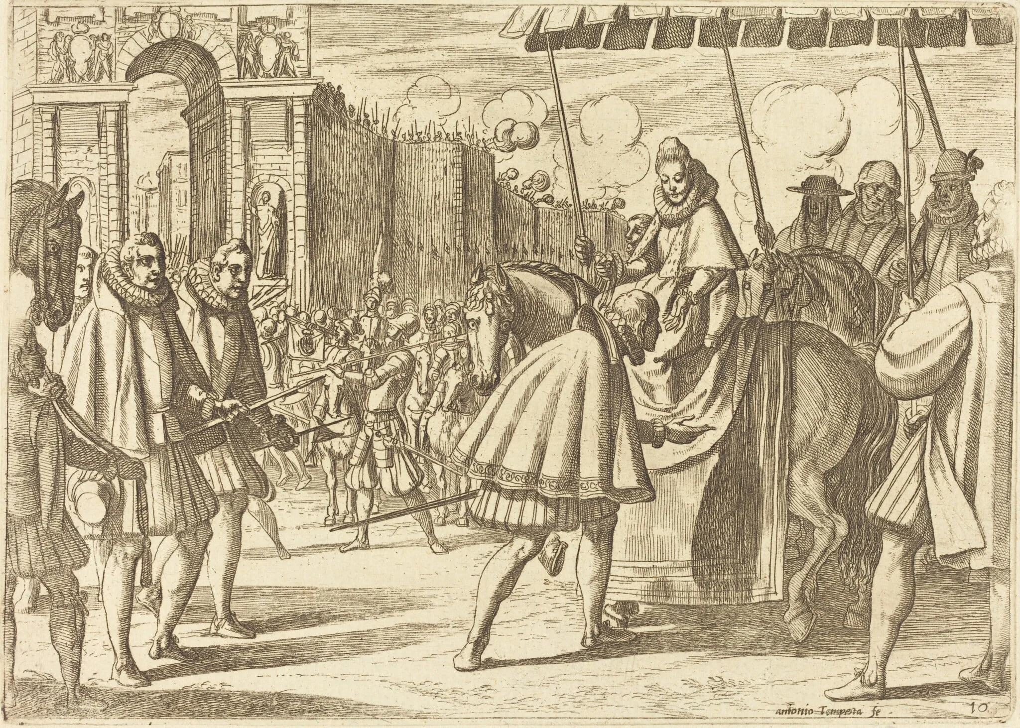 Triumphal Entry of Margaret of Austria, by Antonio Tempesta, ink, 1612