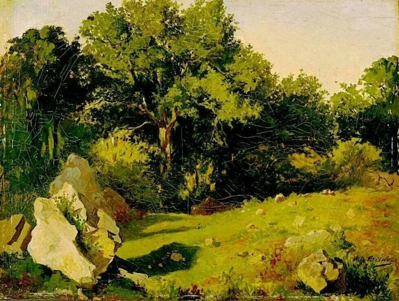 Landscape near Saint-Ange, by Gerard Bilders, oil, 1860