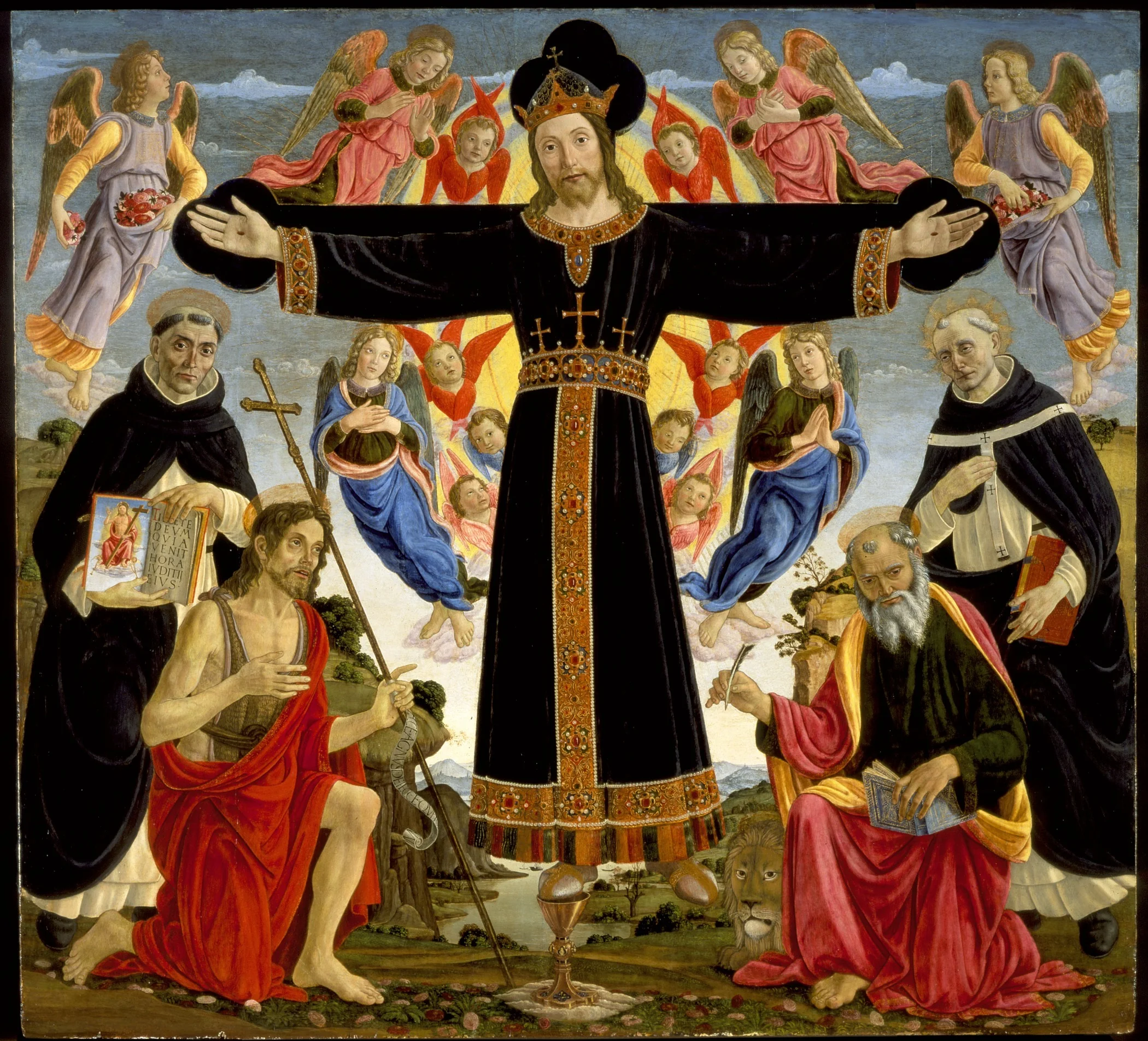 Christ on the Cross with Saints Vincent Ferrer, John the Baptist, Mark and Antoninus