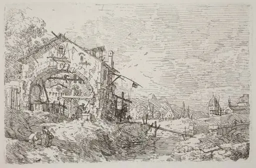 Landscape with a Woman at a Well [lower left]