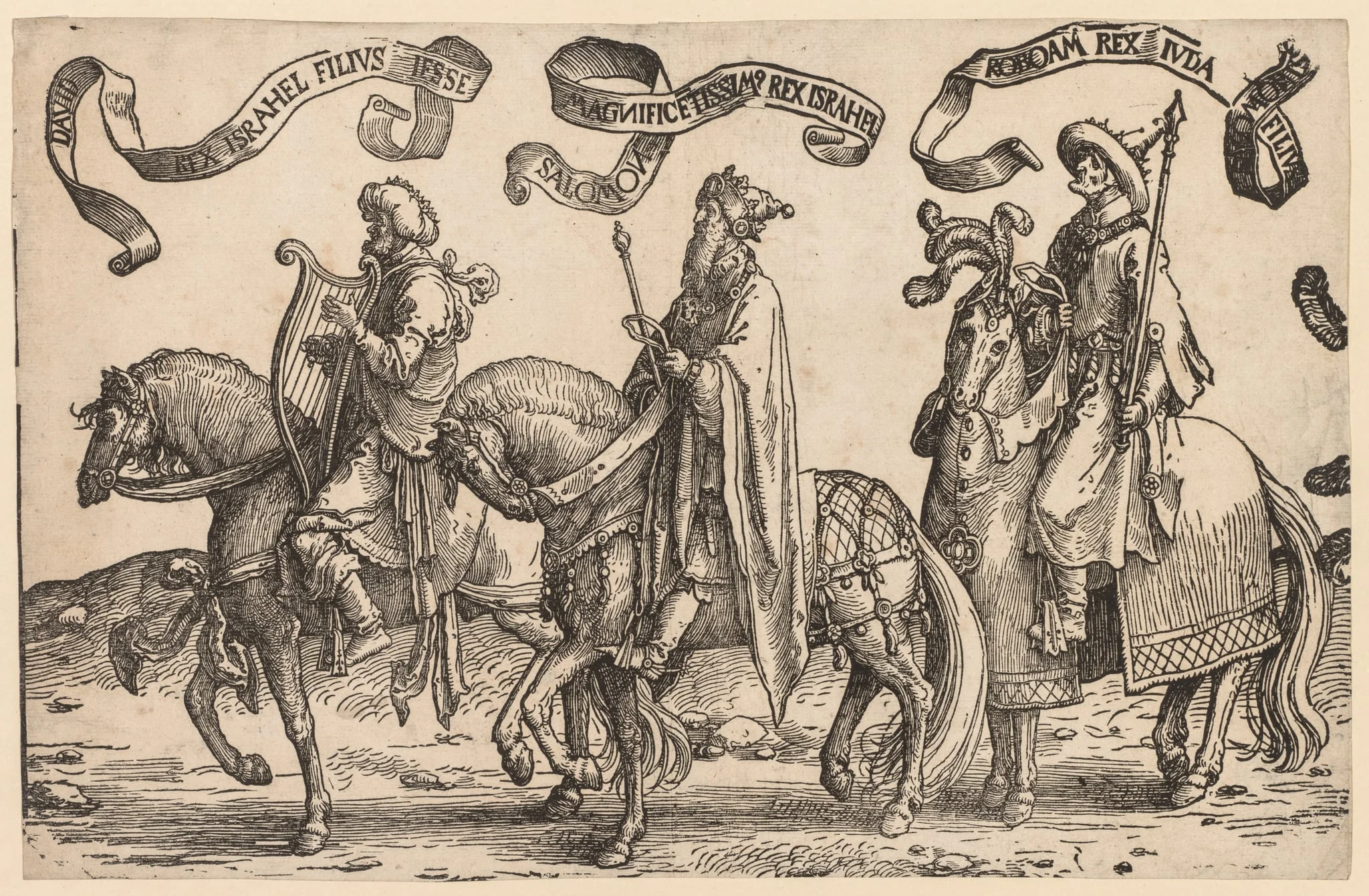 The Twelve Kings of Israel:  David, Solomon, Rehoboam, by Lucas van Leyden, 1516