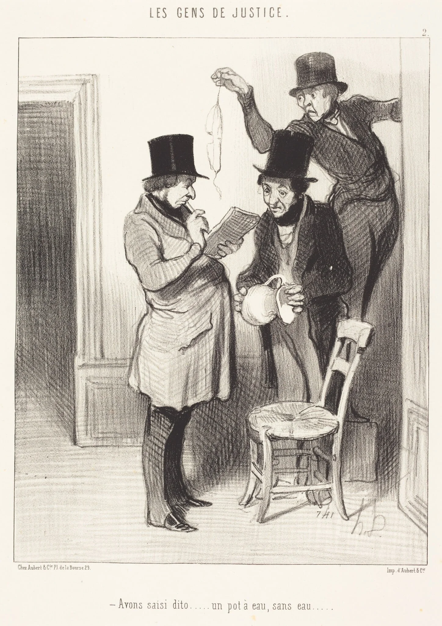 Avons saisi dito... un pot a eau, sans eau, by Honoré Daumier, ink, 1845
