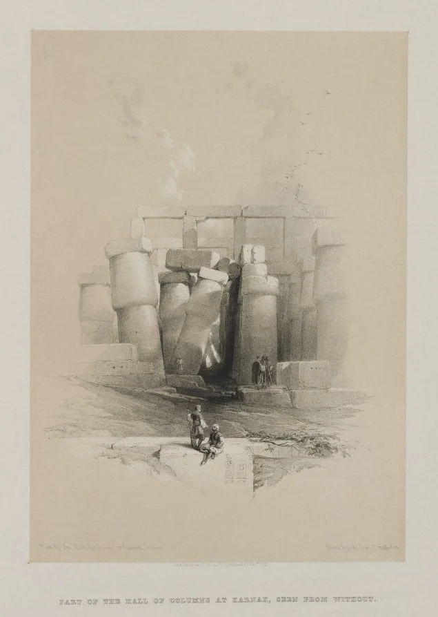 Egypt and Nubia, Volume II: Part of the Hall of Columns at Karnak, Thebes, by Louis Haghe, 1847