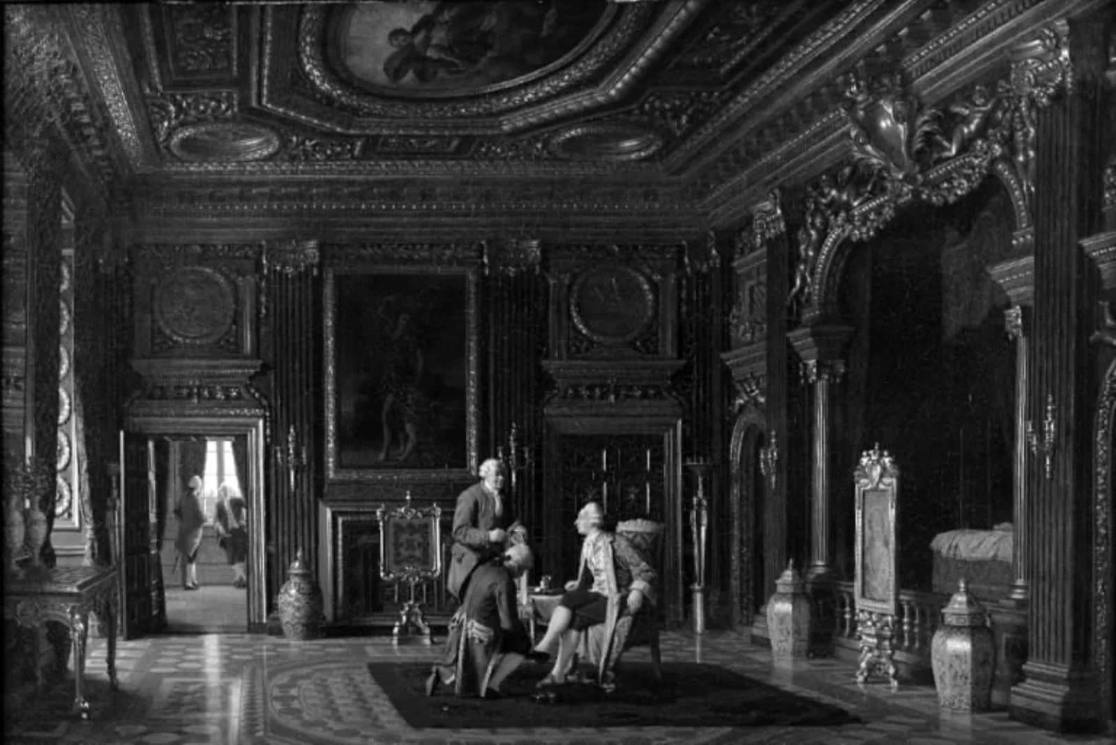 Gustav III's soveværelse på Drottningholm, by Unknown, 1882