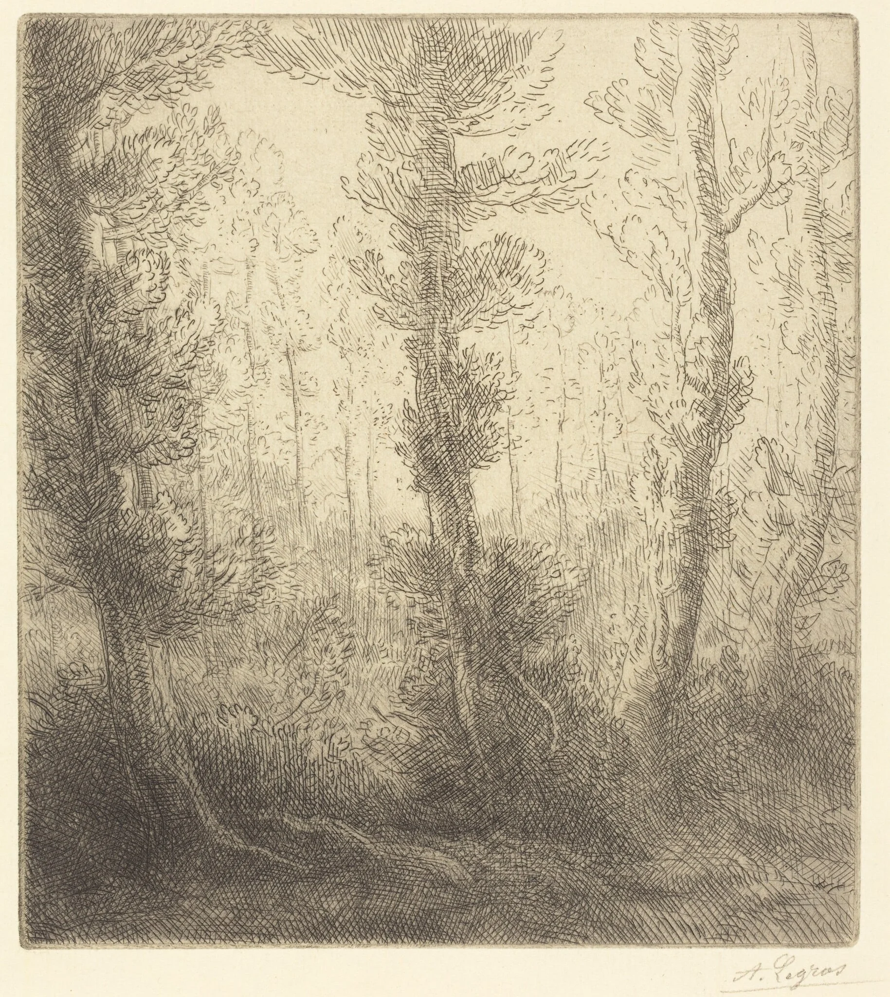 Small Lake (Le petit lac), by Alphonse Legros, ink, 1874