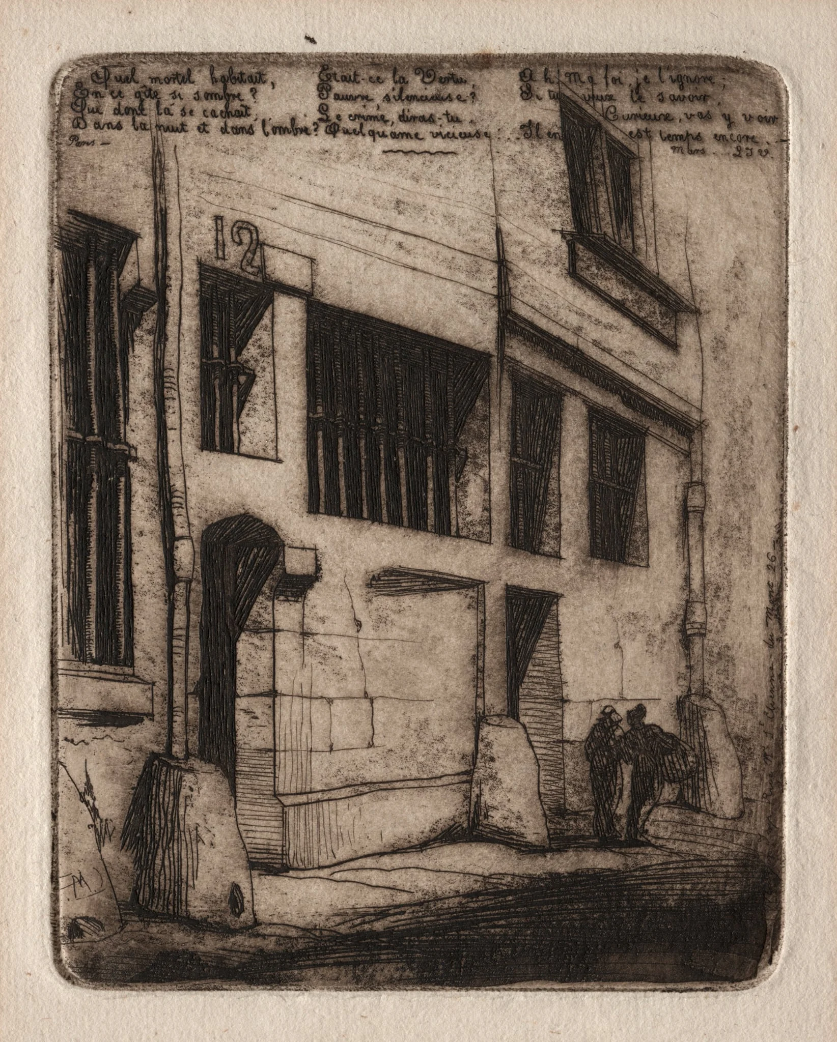 Etchings of Paris:  The Street of the Bad Boys, by Charles Meryon, 1854