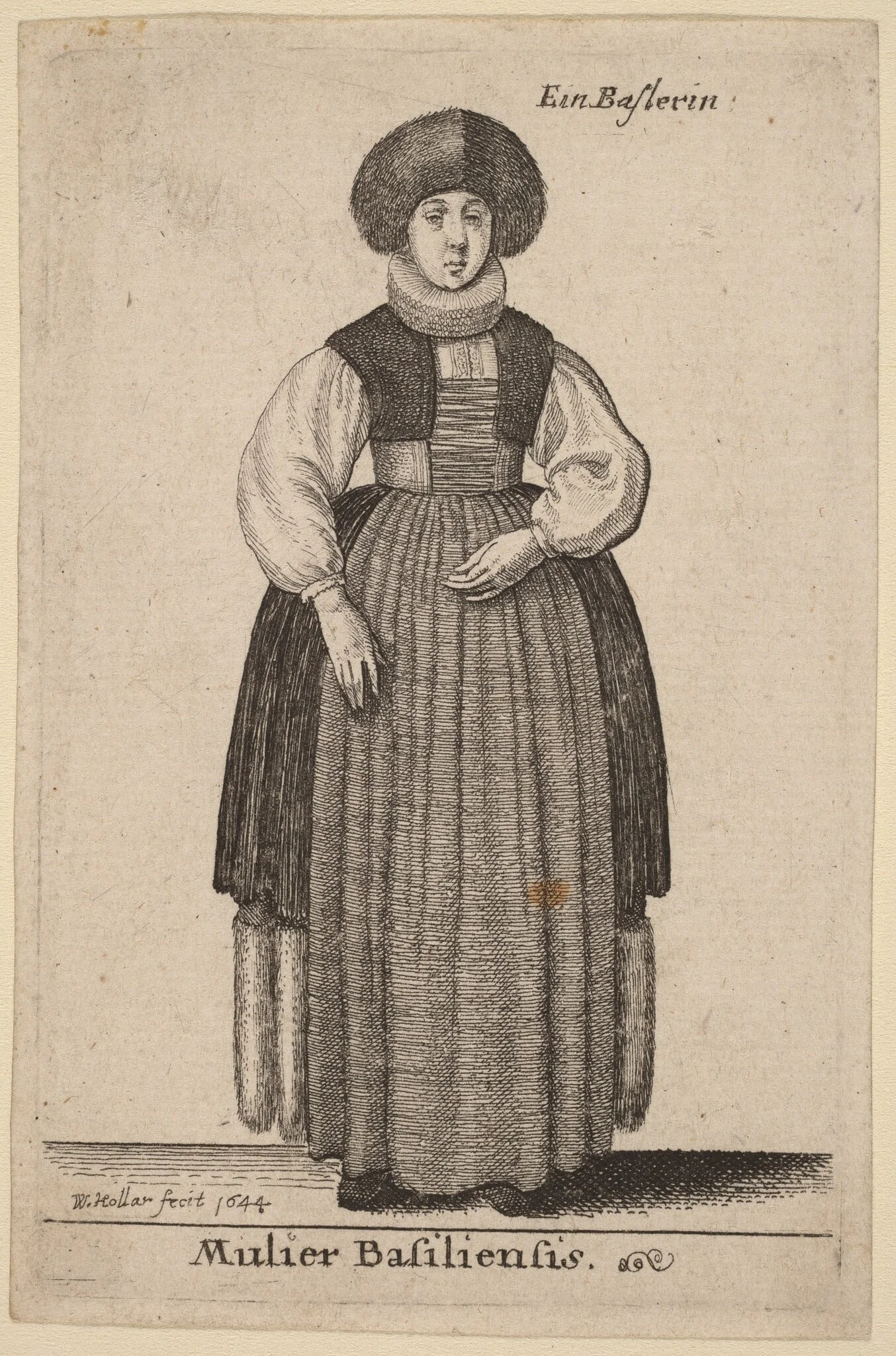 Mulier Basiliensis, by Wenceslaus Hollar, ink, 1644
