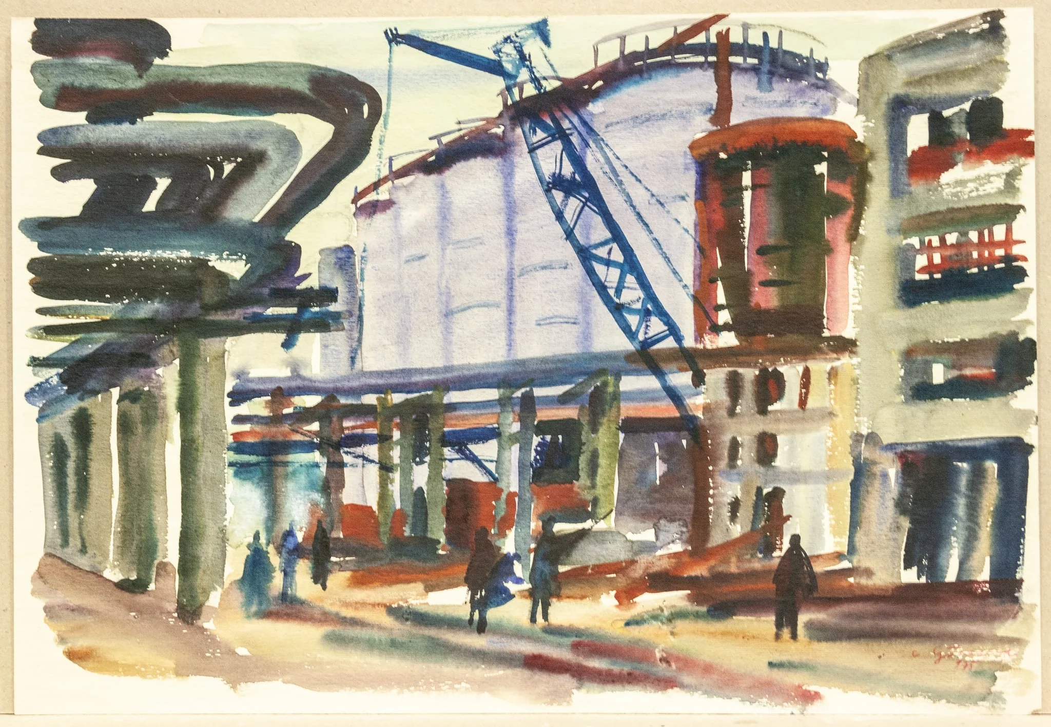 Peisaj industrial la uzina de alumină, by Constantin Găvenea, unspecified, 1950
