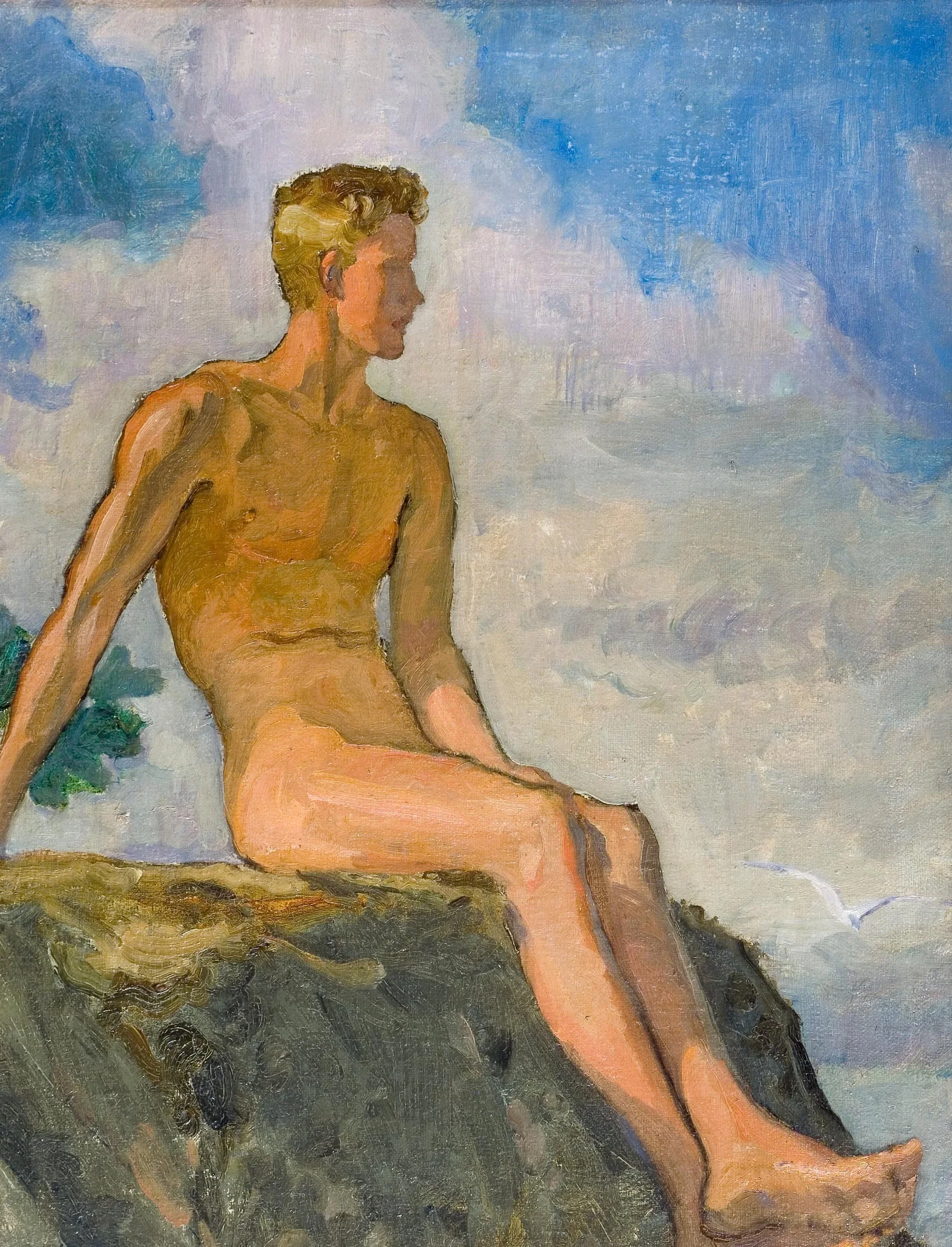 Kalliolla istuva mies, by Venny Soldan-Brofeldt, 1913
